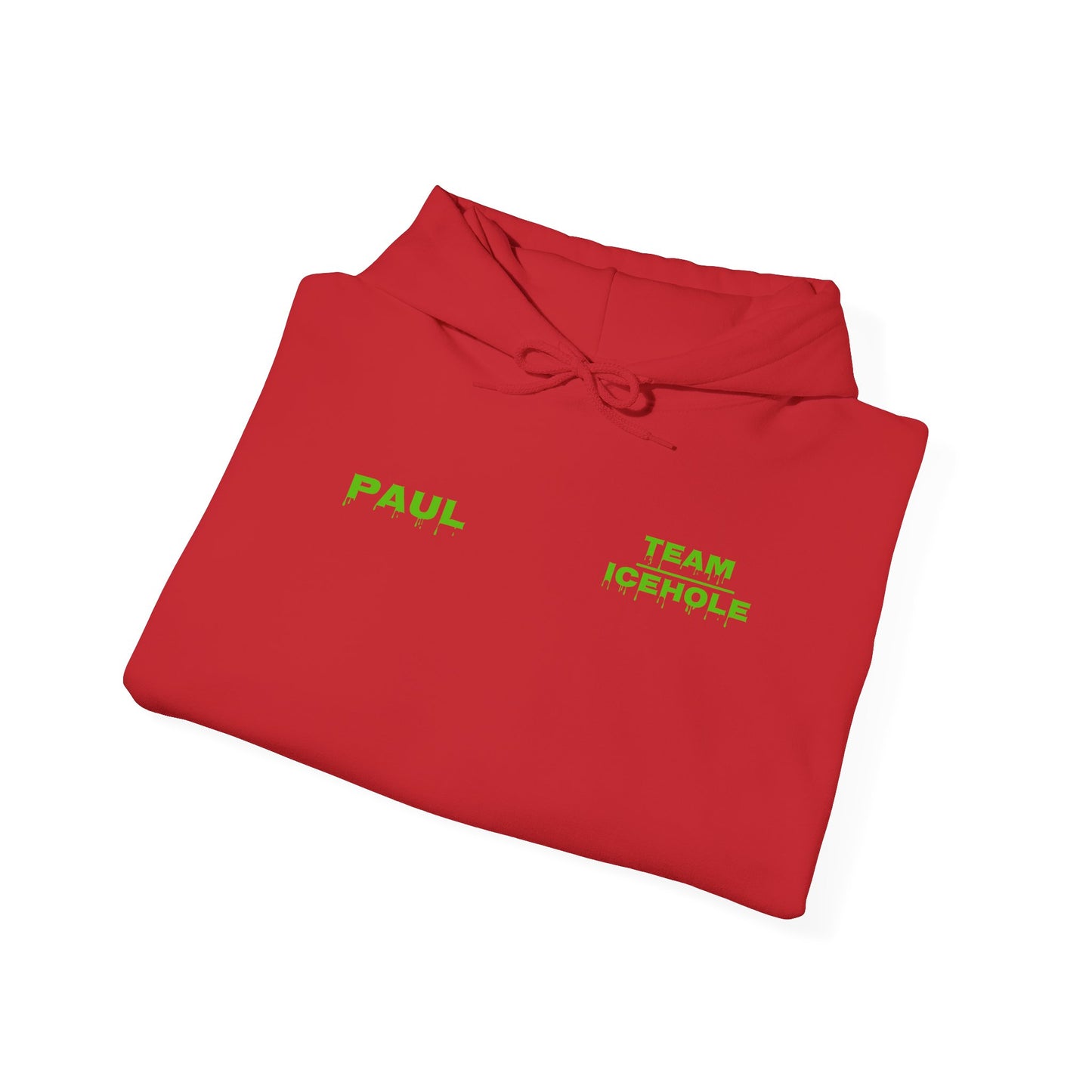 Hoodie - Minimal Green "PAUL / TEAM ICEHOLE" Front Graphic Hoodie