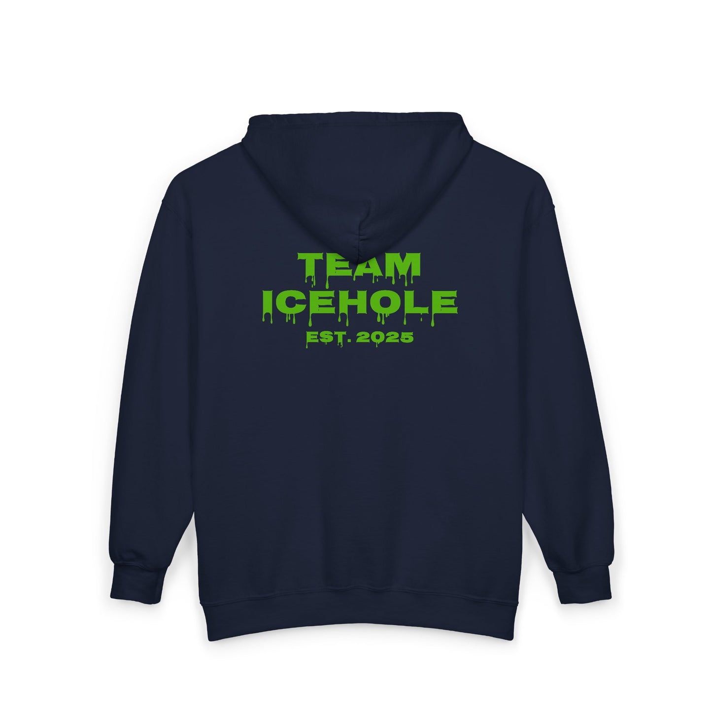 Team Icehole Zip Hoodie — Neon Drip Graphic Full-Zip Sweatshirt (Est. 2025)