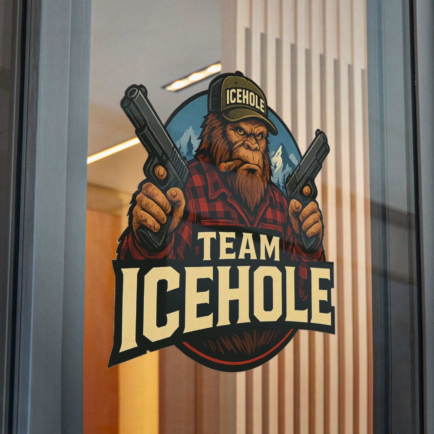 Team Icehole Big Foot Die-Cut Stickers - Fun Outdoor Decal for Enthusiasts