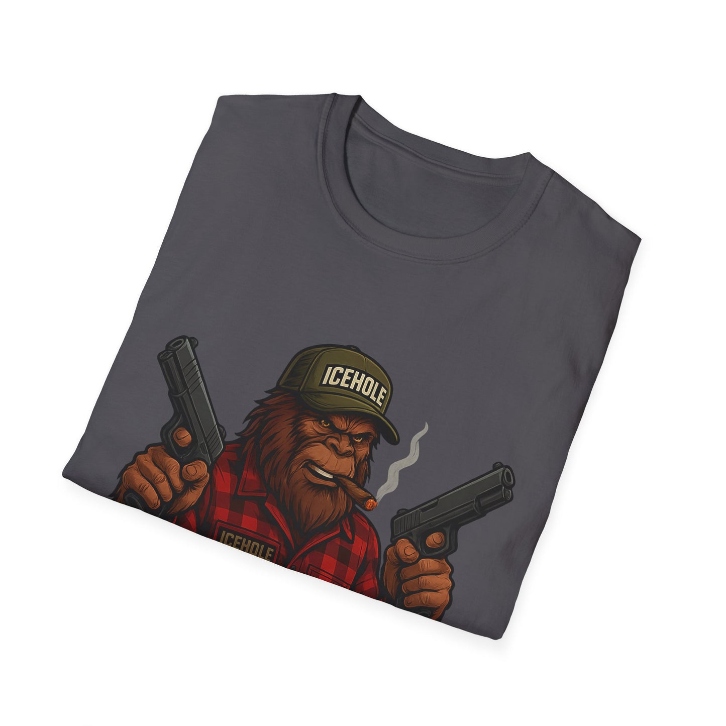 Bigfoot Graphic No Background Team IceHole Mascot T-Shirt - Unisex Softstyle Tee