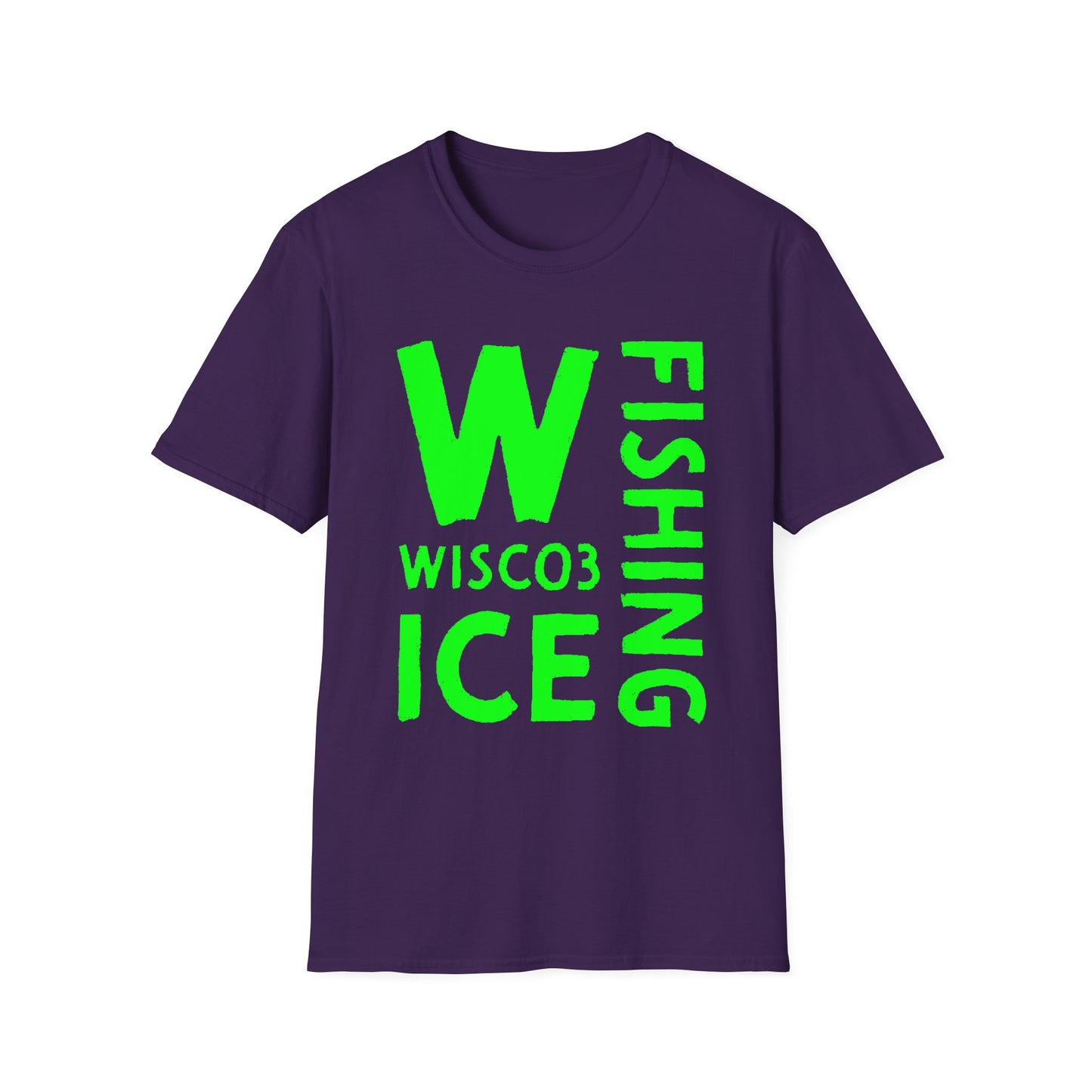 Wisco3 Green Letters Unisex Softstyle T-Shirt - Perfect for Anglers and Outdoor Enthusiasts