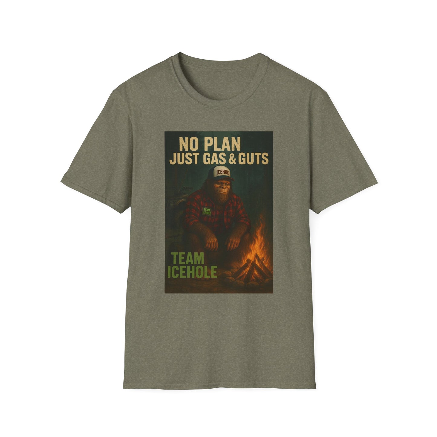 No Plan Just Gas & Guts' Camping Tee for Outdoor Enthusiasts | Team IceHole