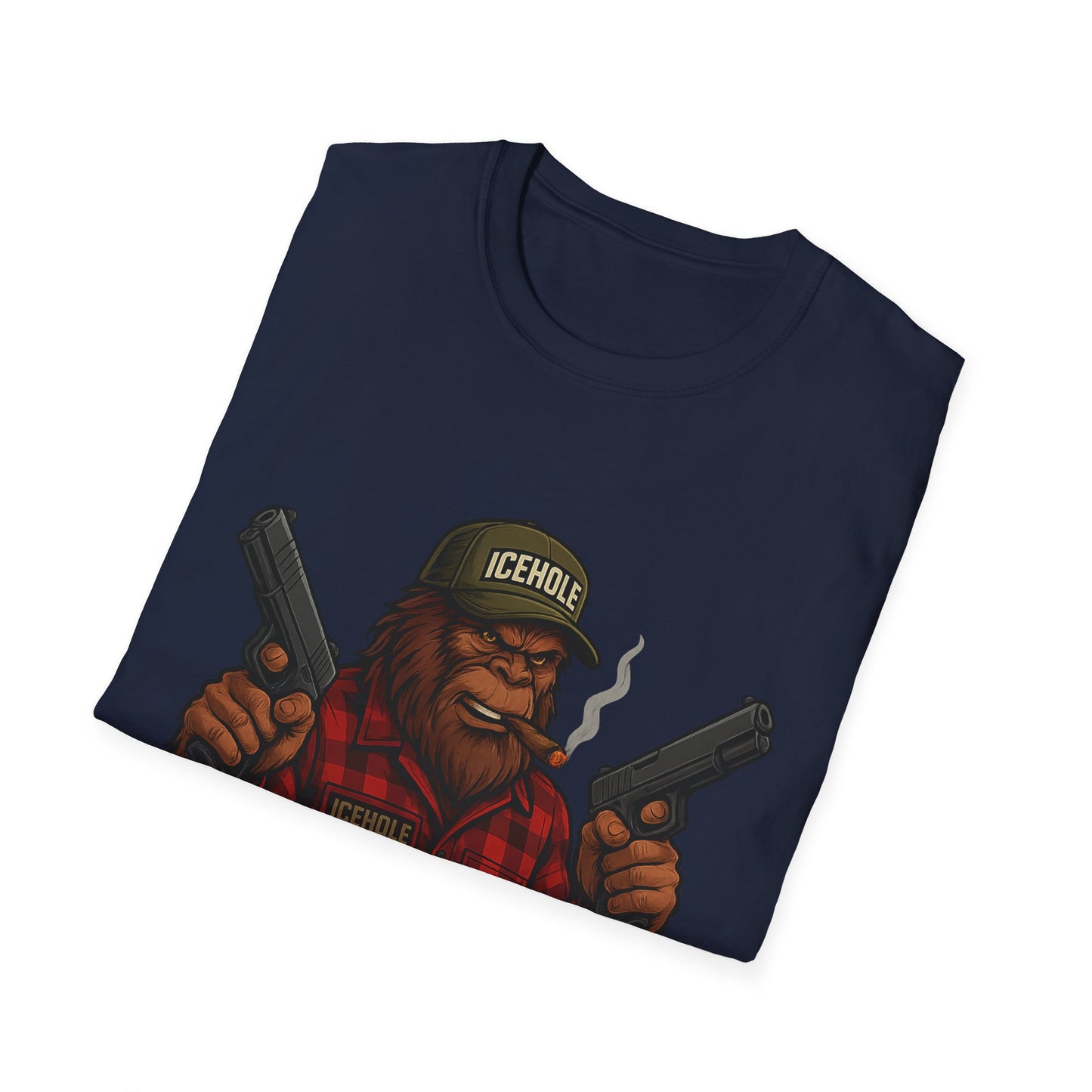 Bigfoot Graphic No Background Team IceHole Mascot T-Shirt - Unisex Softstyle Tee