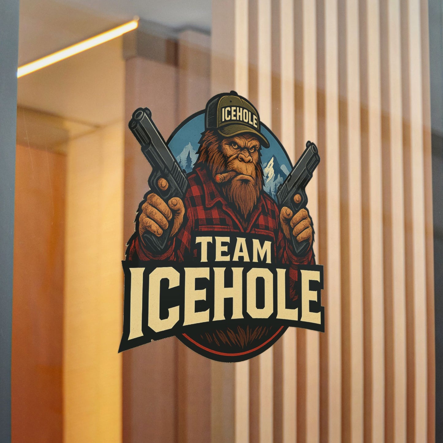 Team Icehole Big Foot Die-Cut Stickers - Fun Outdoor Decal for Enthusiasts
