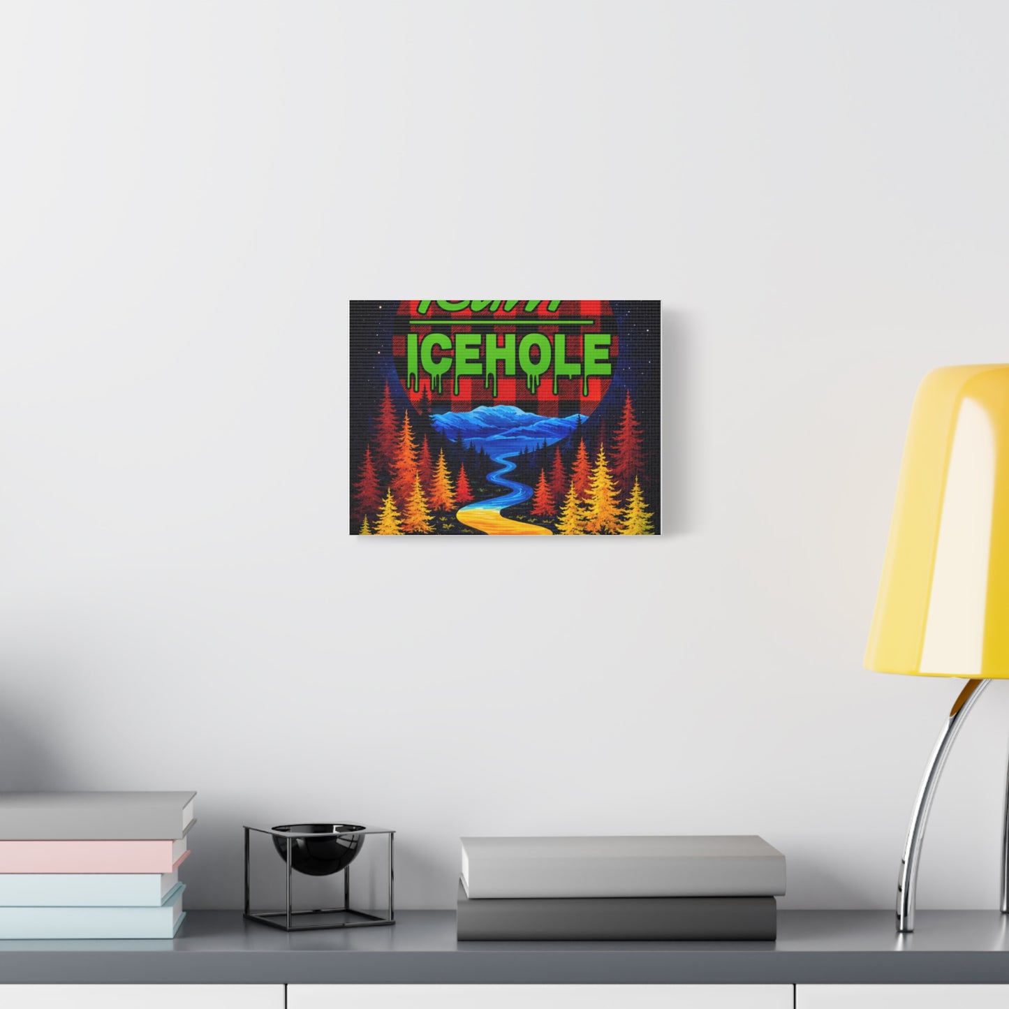 Icehole Retro Forest Canvas Wall Art – Vibrant Scenic Stretched Matte Print