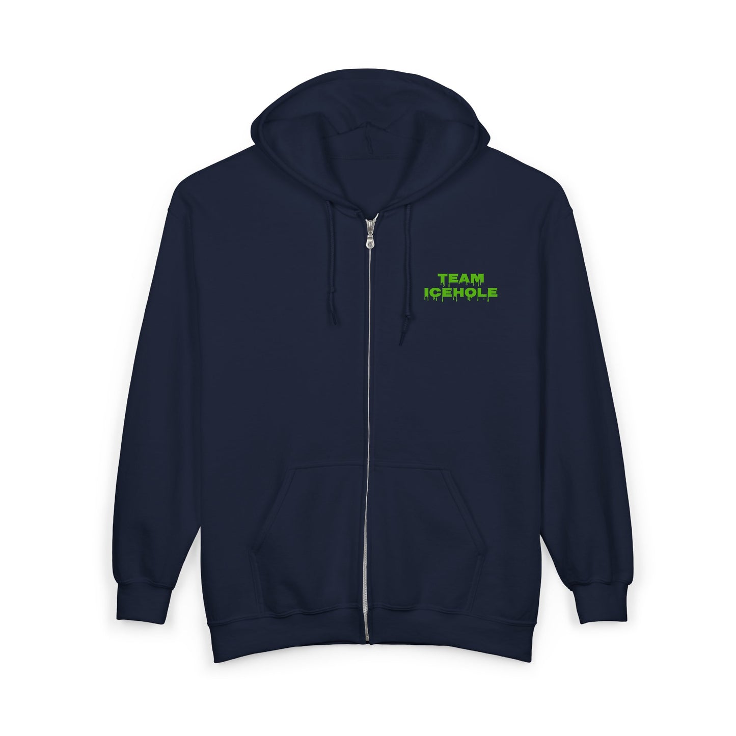 Team Icehole Zip Hoodie — Neon Drip Graphic Full-Zip Sweatshirt (Est. 2025)