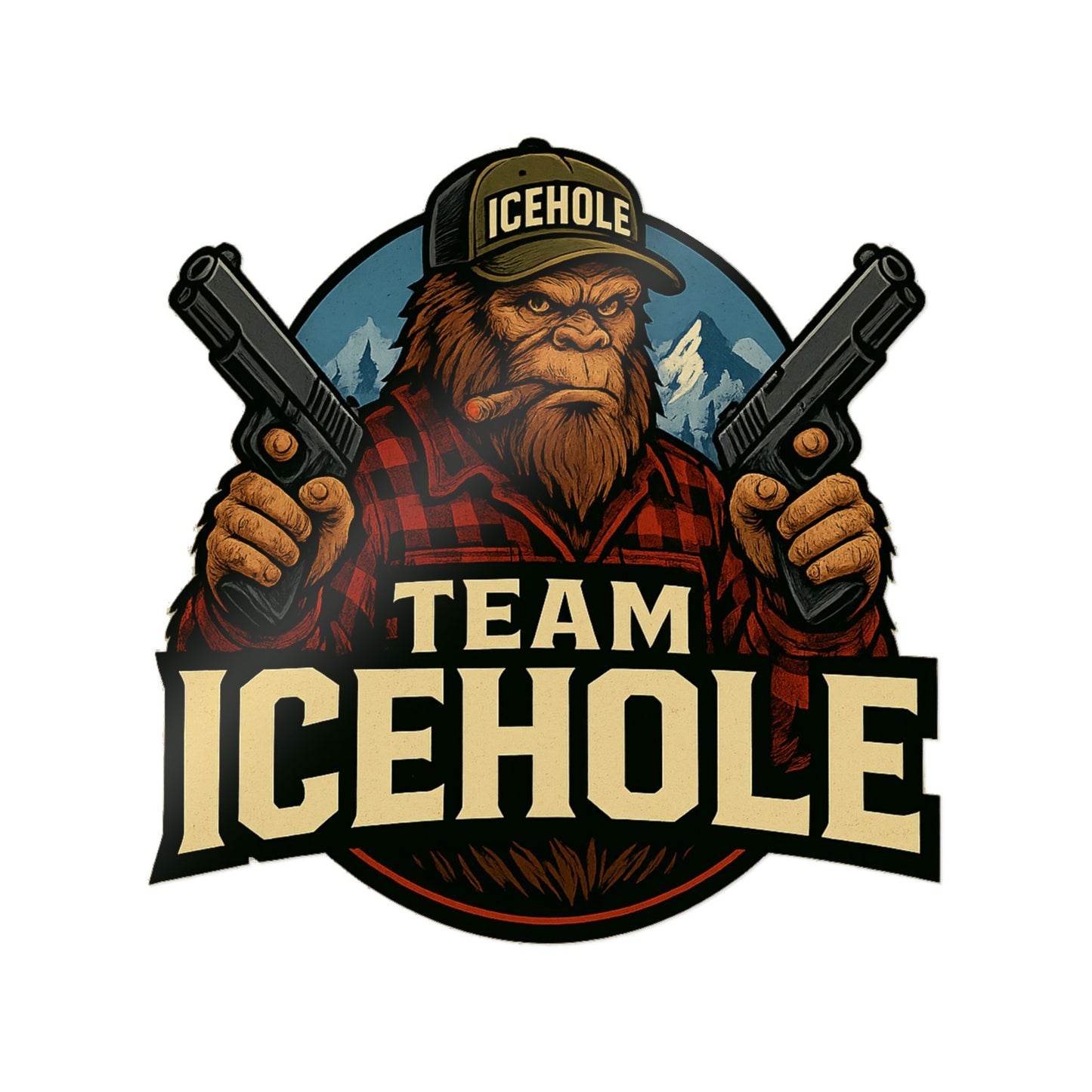 Team Icehole Big Foot Die-Cut Stickers - Fun Outdoor Decal for Enthusiasts