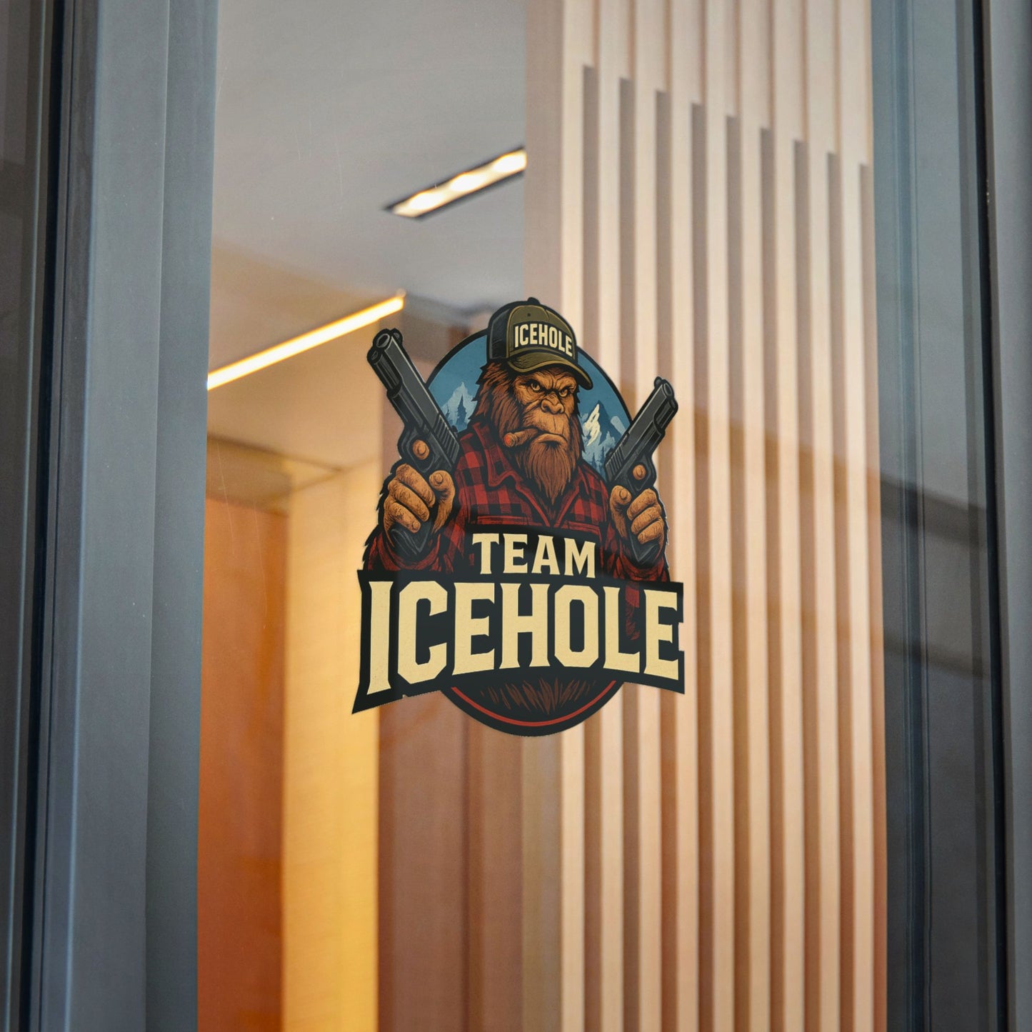 Team Icehole Big Foot Die-Cut Stickers - Fun Outdoor Decal for Enthusiasts