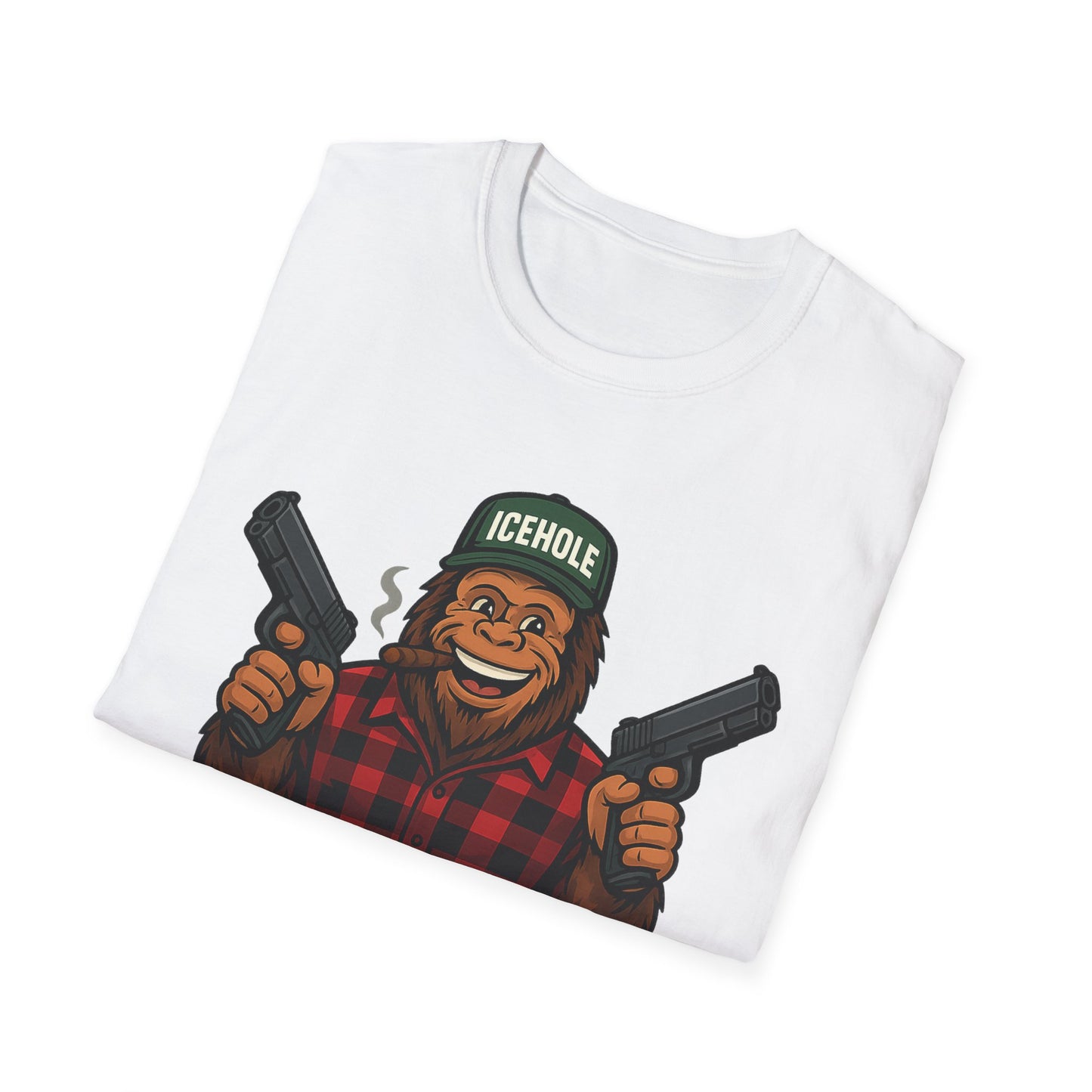 Adventure Living On The Edge Team IceHole Big Foot -Unisex Softstyle T-Shirt
