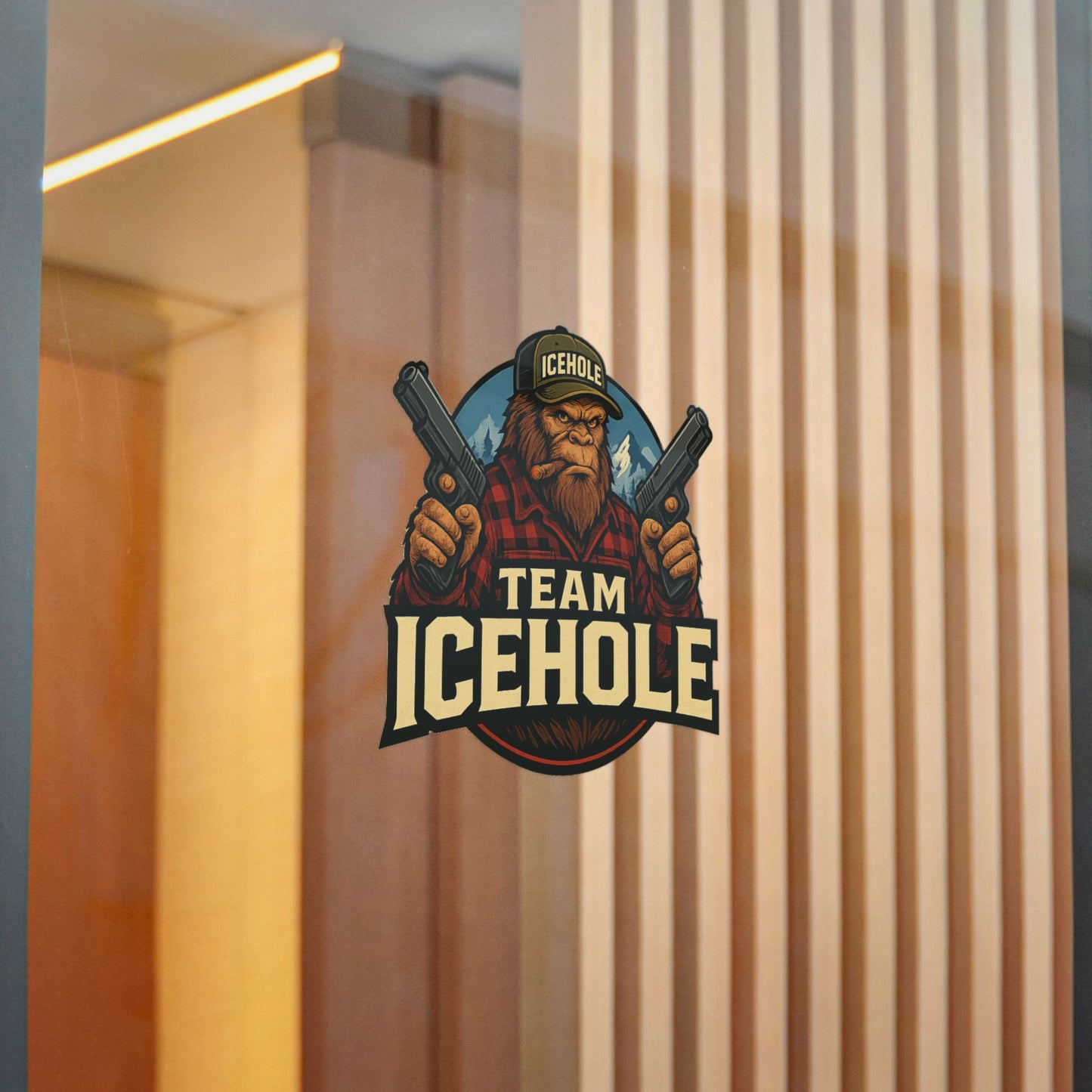 Team Icehole Big Foot Die-Cut Stickers - Fun Outdoor Decal for Enthusiasts