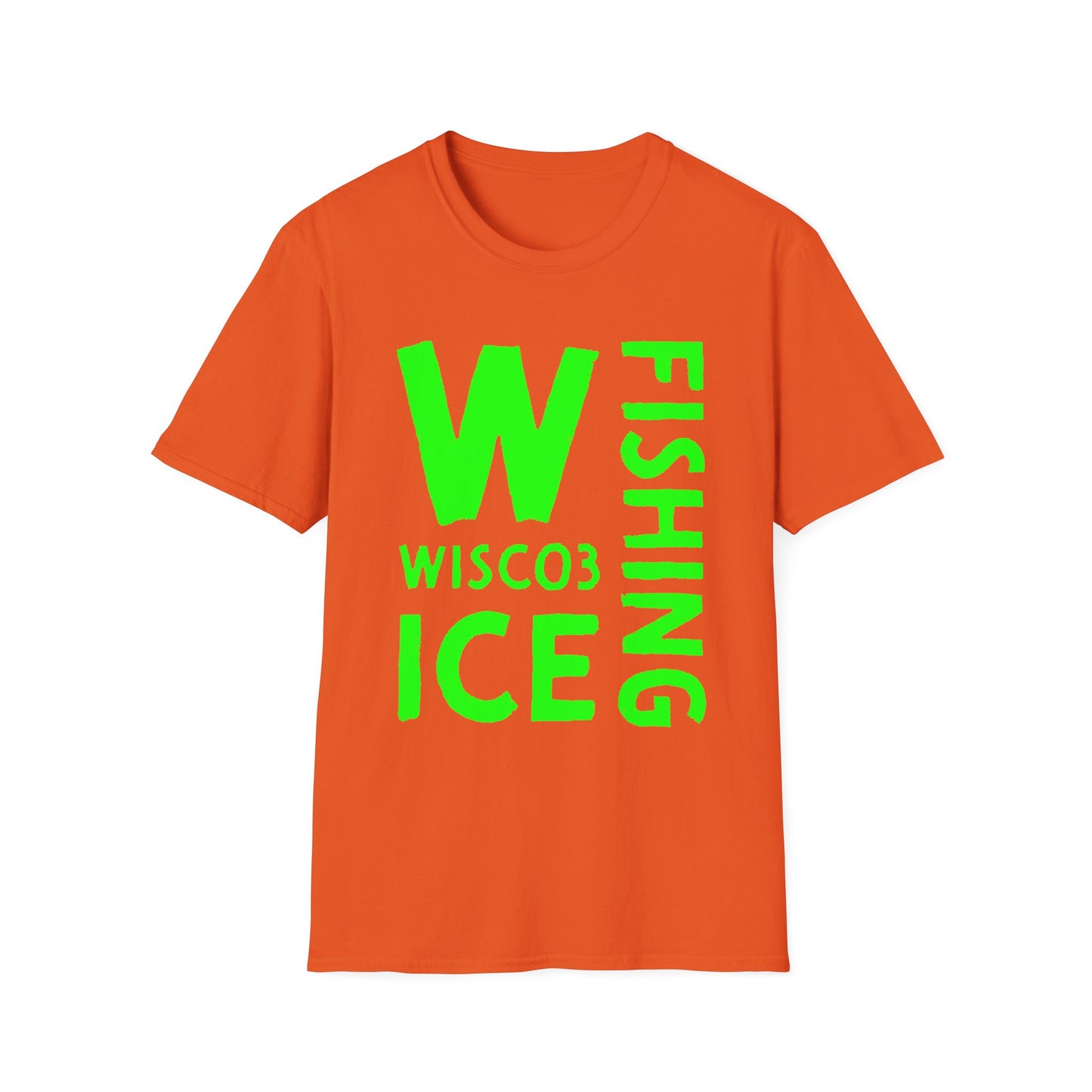 Wisco3 Green Letters Unisex Softstyle T-Shirt - Perfect for Anglers and Outdoor Enthusiasts
