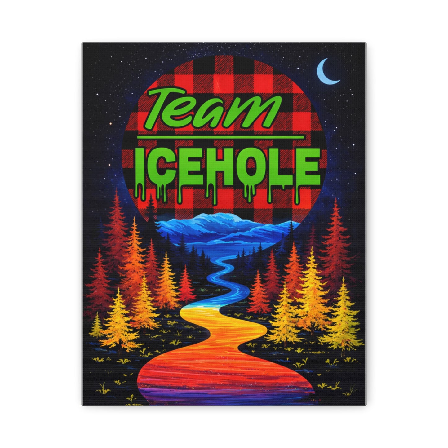 Icehole Retro Forest Canvas Wall Art – Vibrant Scenic Stretched Matte Print