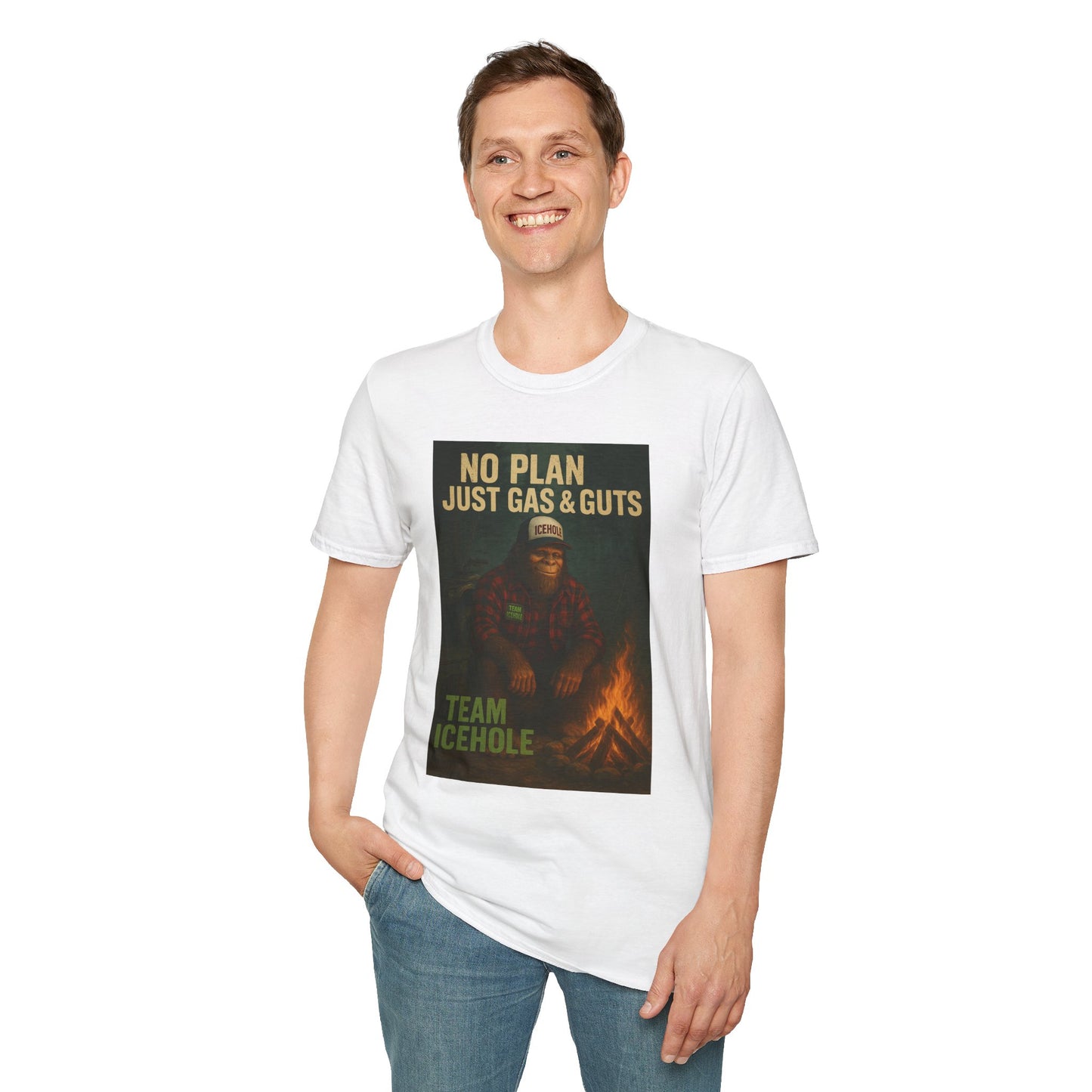 No Plan Just Gas & Guts' Camping Tee for Outdoor Enthusiasts | Team IceHole