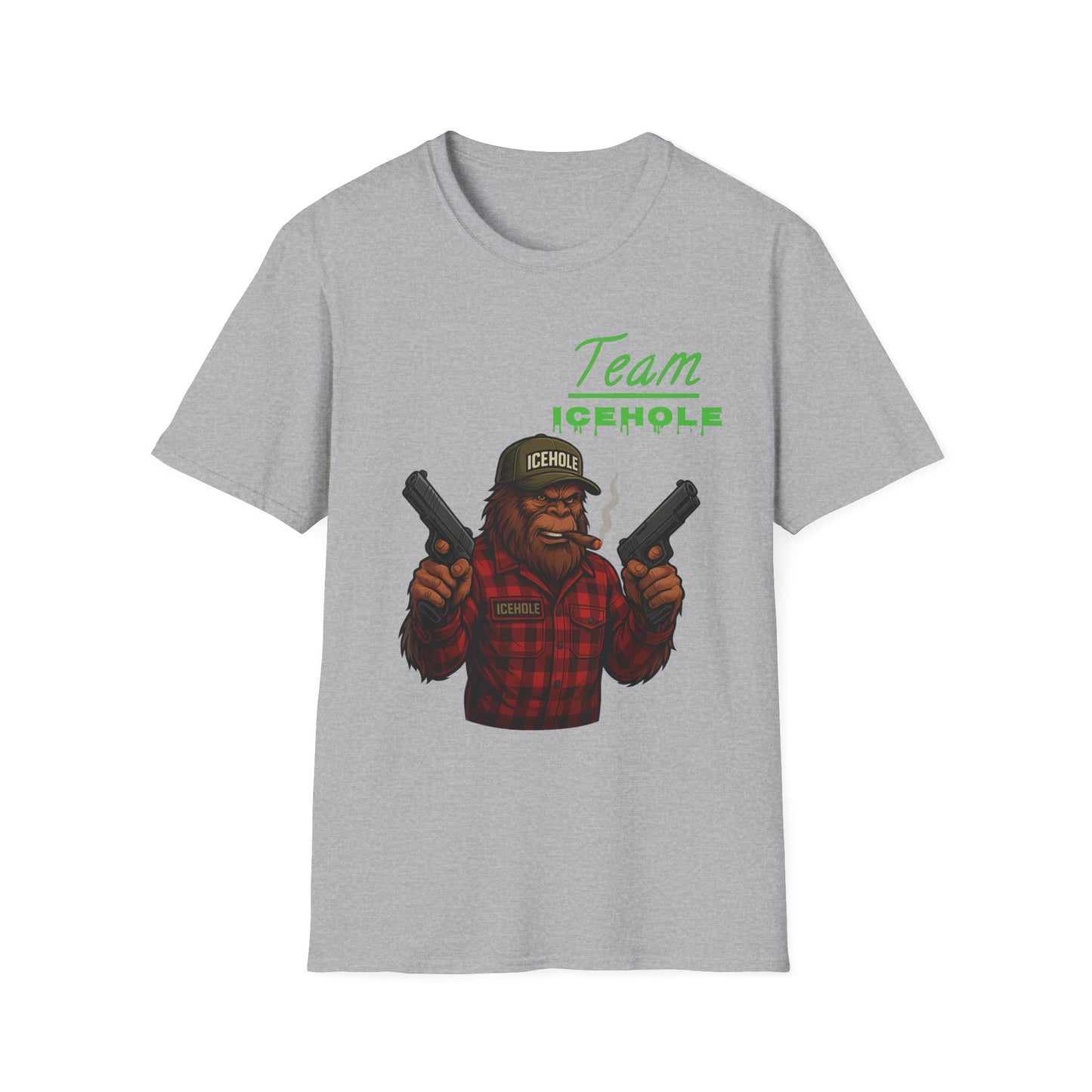 Team Icehole Bigfoot Unisex T-Shirt, Funny Gift for Outdoorsy Friends, Camping Tee, Quirky Graphic Shirt, Great for Parties