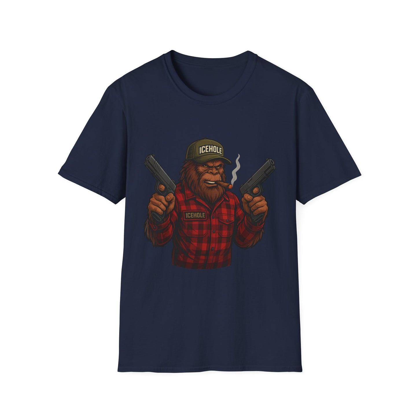 Bigfoot Graphic No Background Team IceHole Mascot T-Shirt - Unisex Softstyle Tee