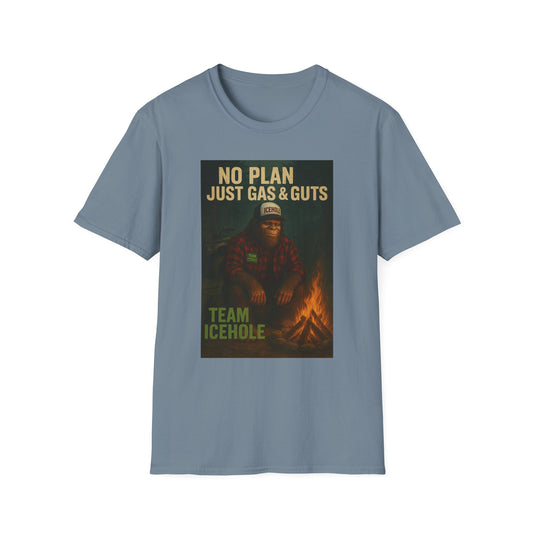 No Plan Just Gas & Guts' Camping Tee for Outdoor Enthusiasts | Team IceHole