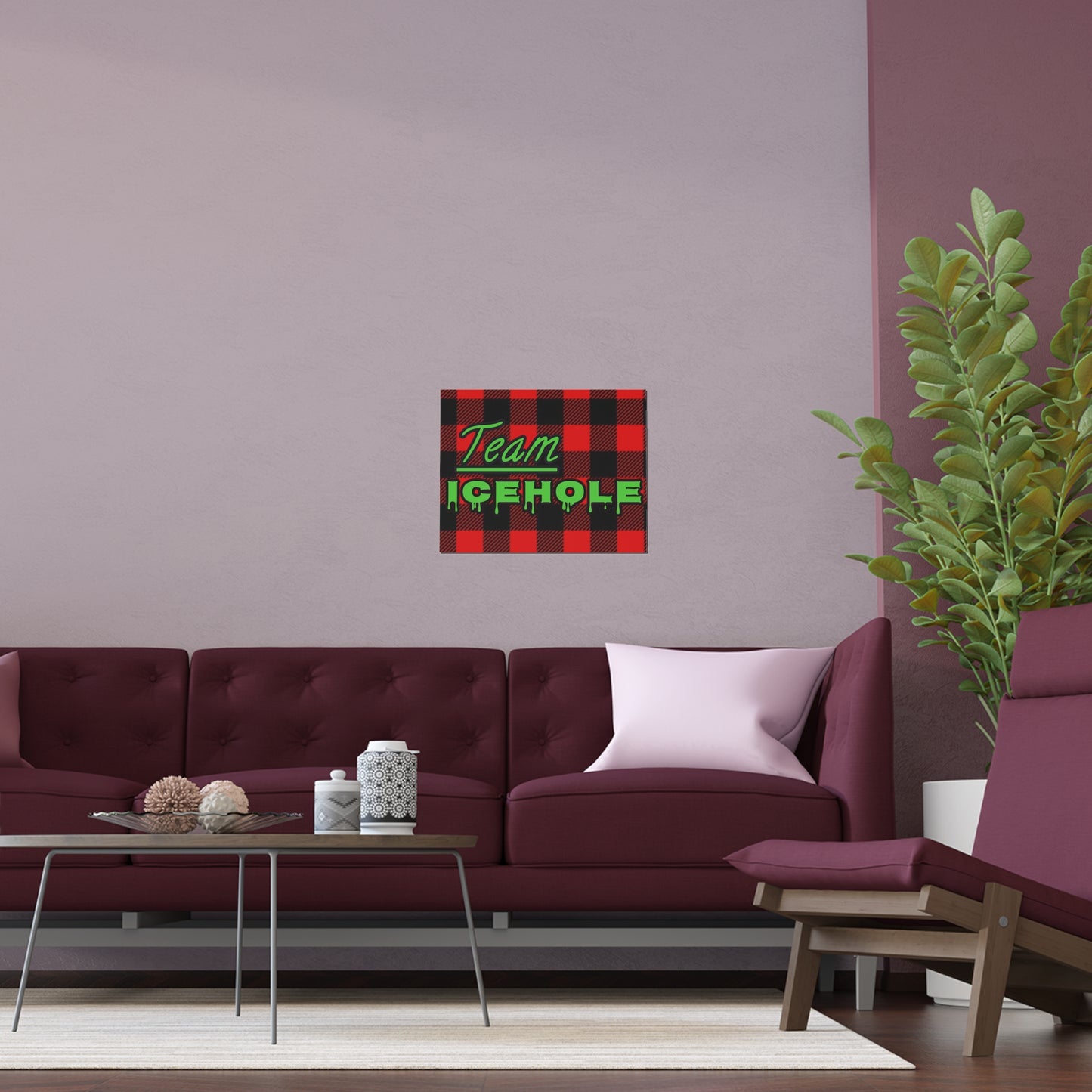 Team Icehole Plaid Silk Poster — Indoor/Outdoor Holiday Decor