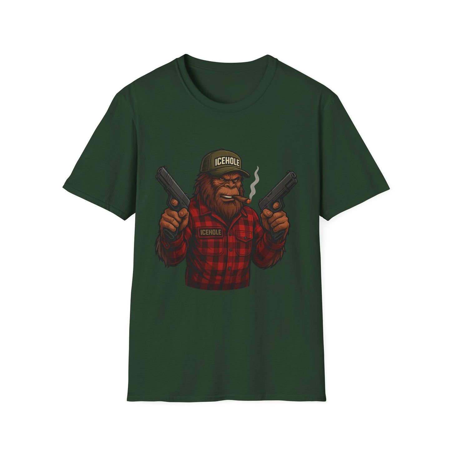 Bigfoot Graphic No Background Team IceHole Mascot T-Shirt - Unisex Softstyle Tee