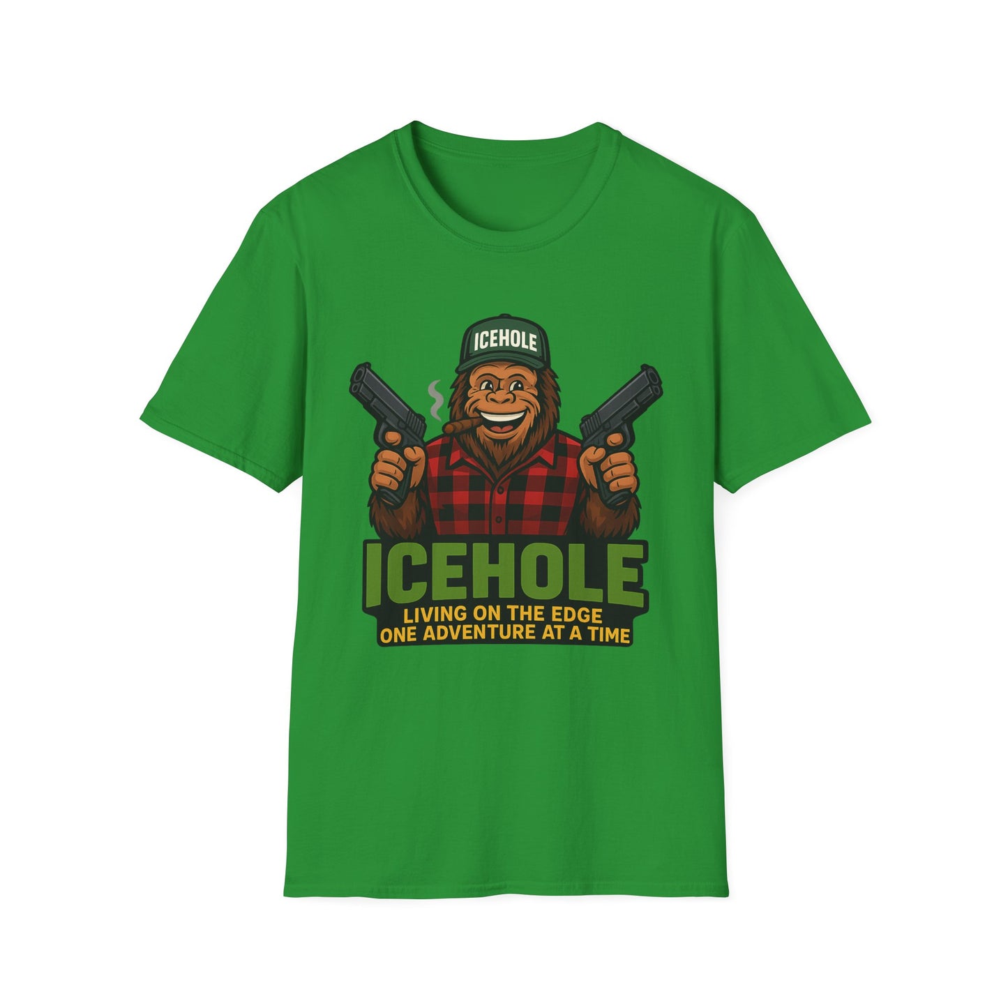 Adventure Living On The Edge Team IceHole Big Foot -Unisex Softstyle T-Shirt