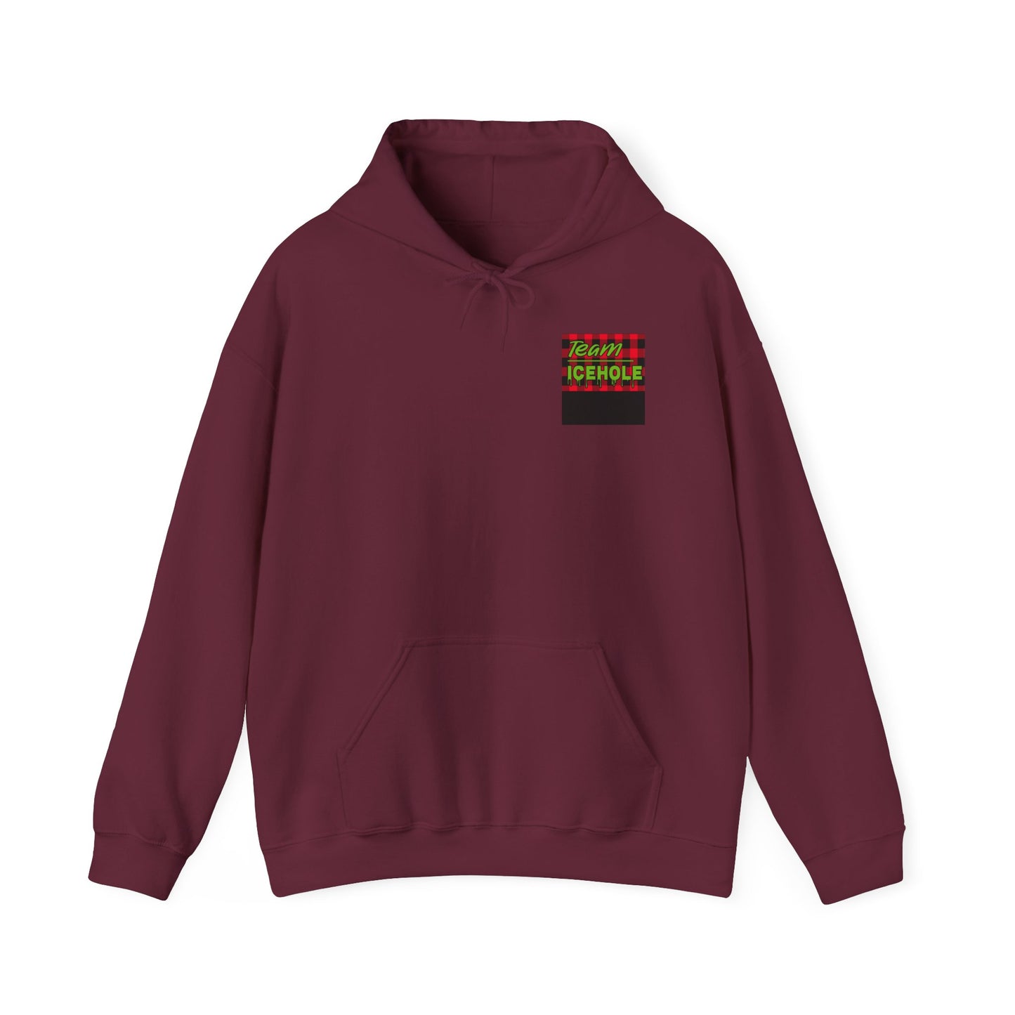 Bigfoot Ice Fisherman Hoodie — "Drill It Till It Squeaks" Graphic Pullover