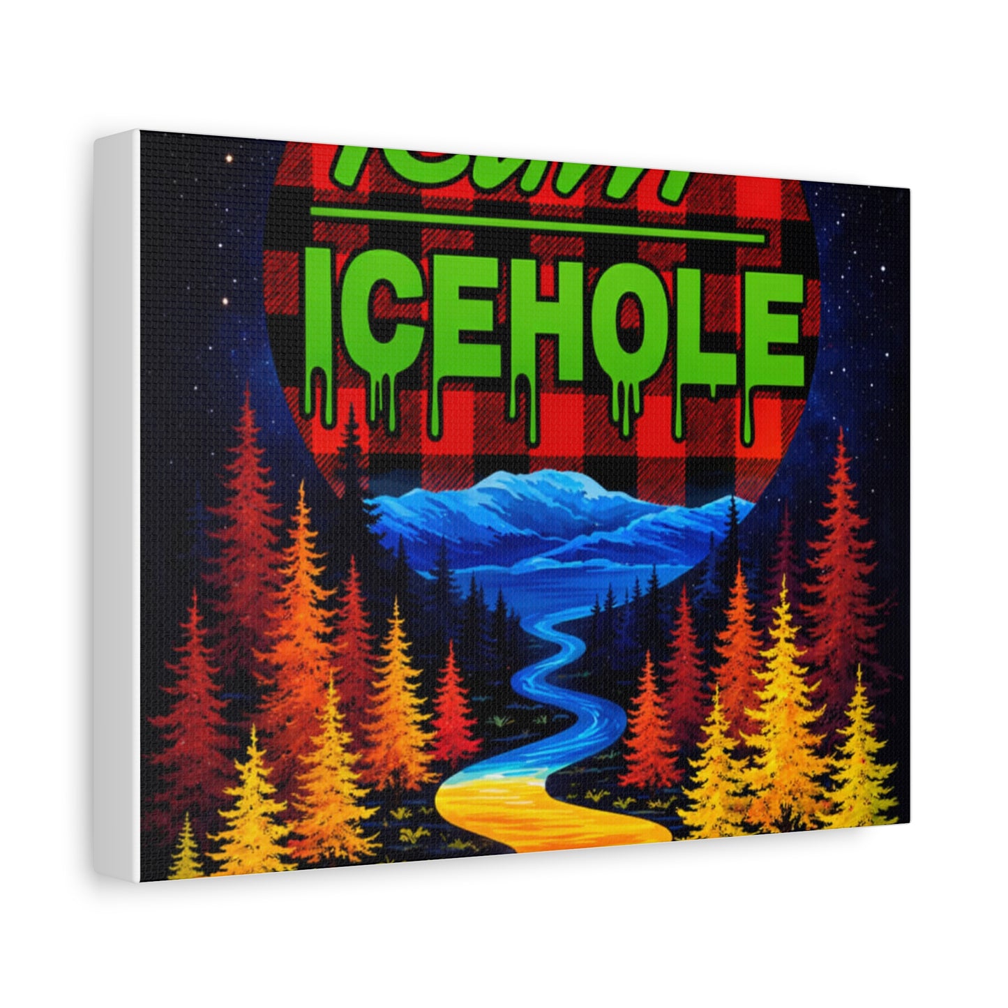 Icehole Retro Forest Canvas Wall Art – Vibrant Scenic Stretched Matte Print