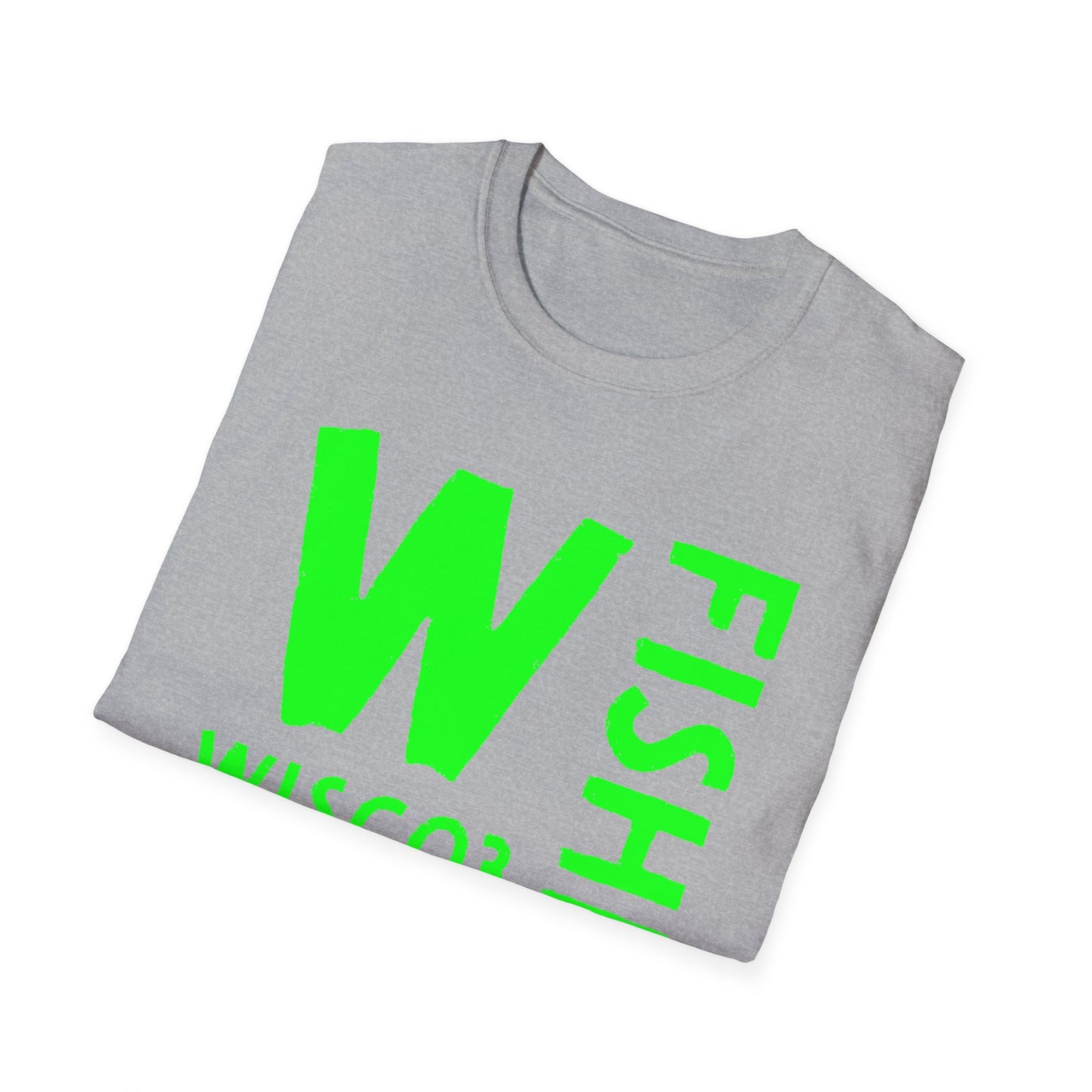 Wisco3 Green Letters Unisex Softstyle T-Shirt - Perfect for Anglers and Outdoor Enthusiasts