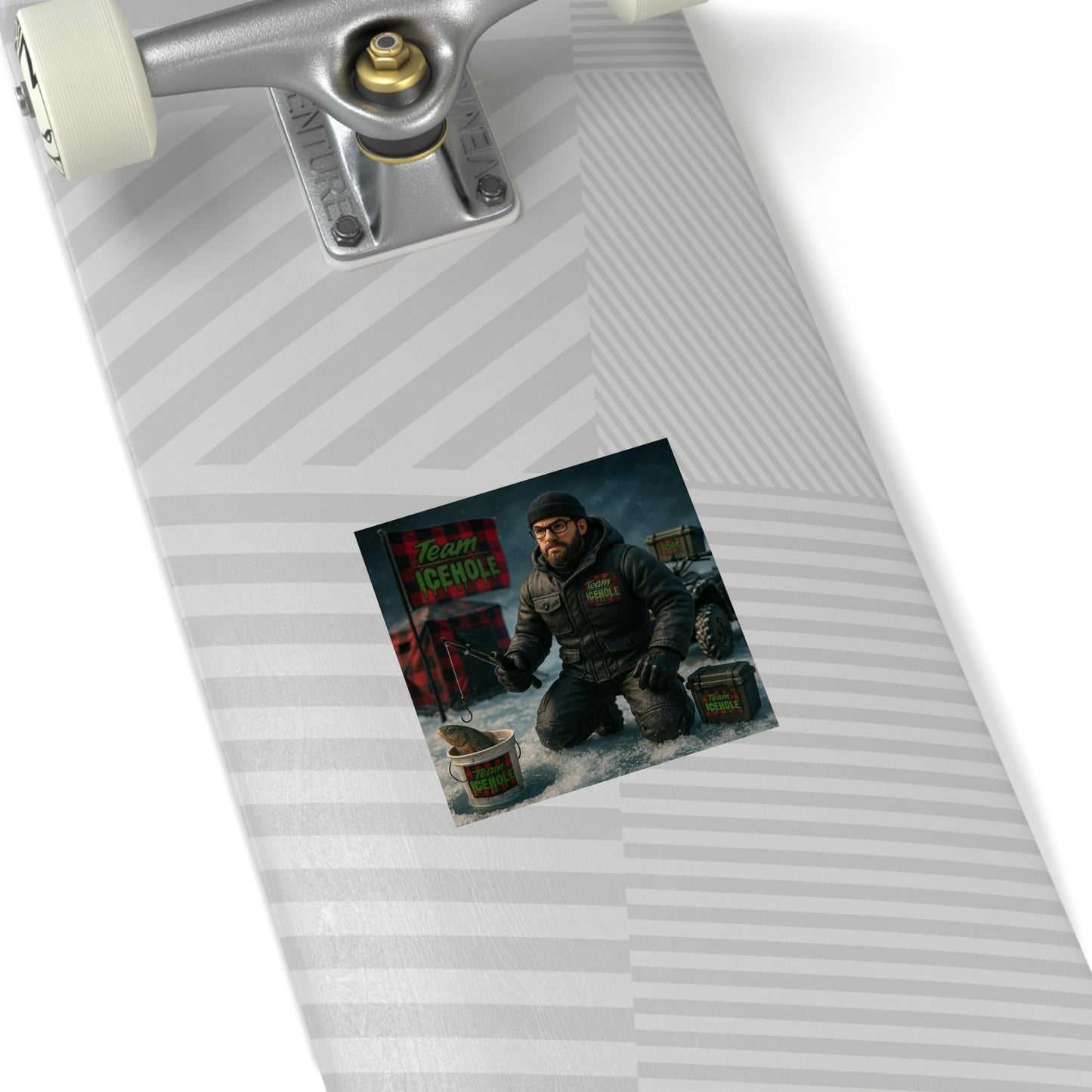 Team Icehole Ice Fishing Camp Setup Square Stickers | Outdoor & Indoor Decor, Perfect for Sports Enthusiasts