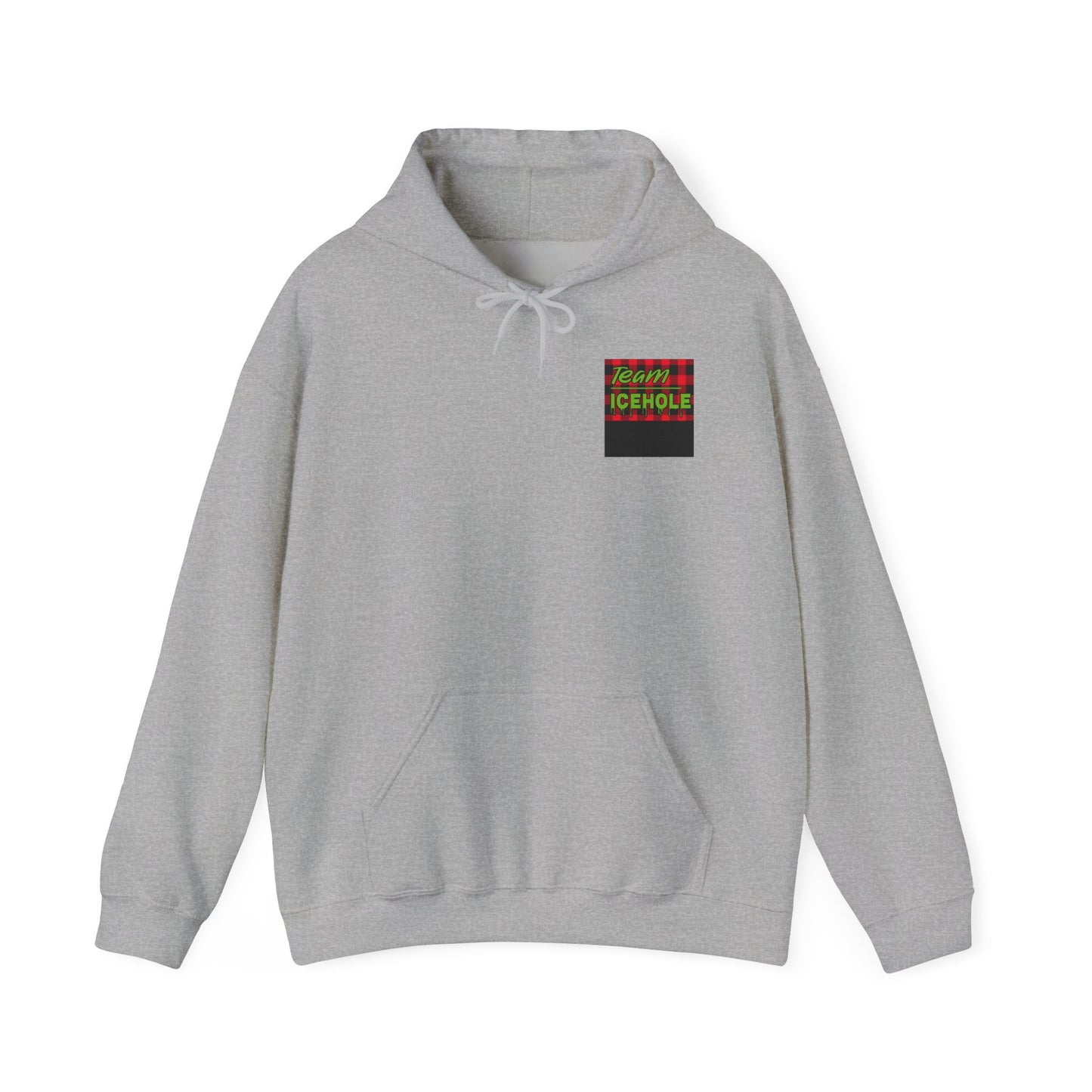Bigfoot Ice Fisherman Hoodie — "Drill It Till It Squeaks" Graphic Pullover