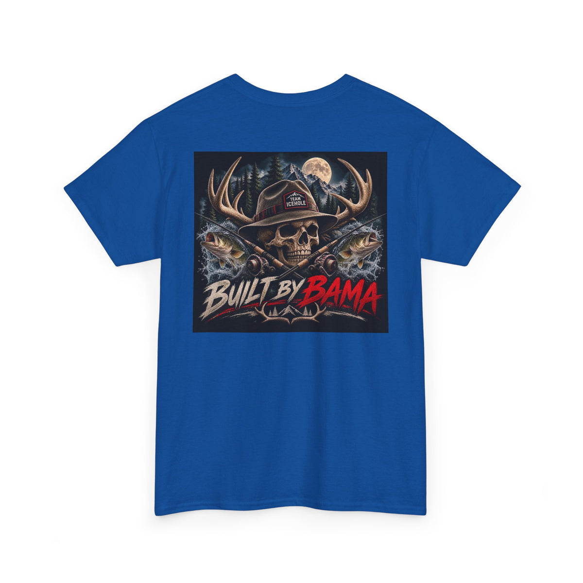 Built by Bama Skull Tee Ryan T. — Team IceHole Fishing & Hunting Graphic T-Shirt
