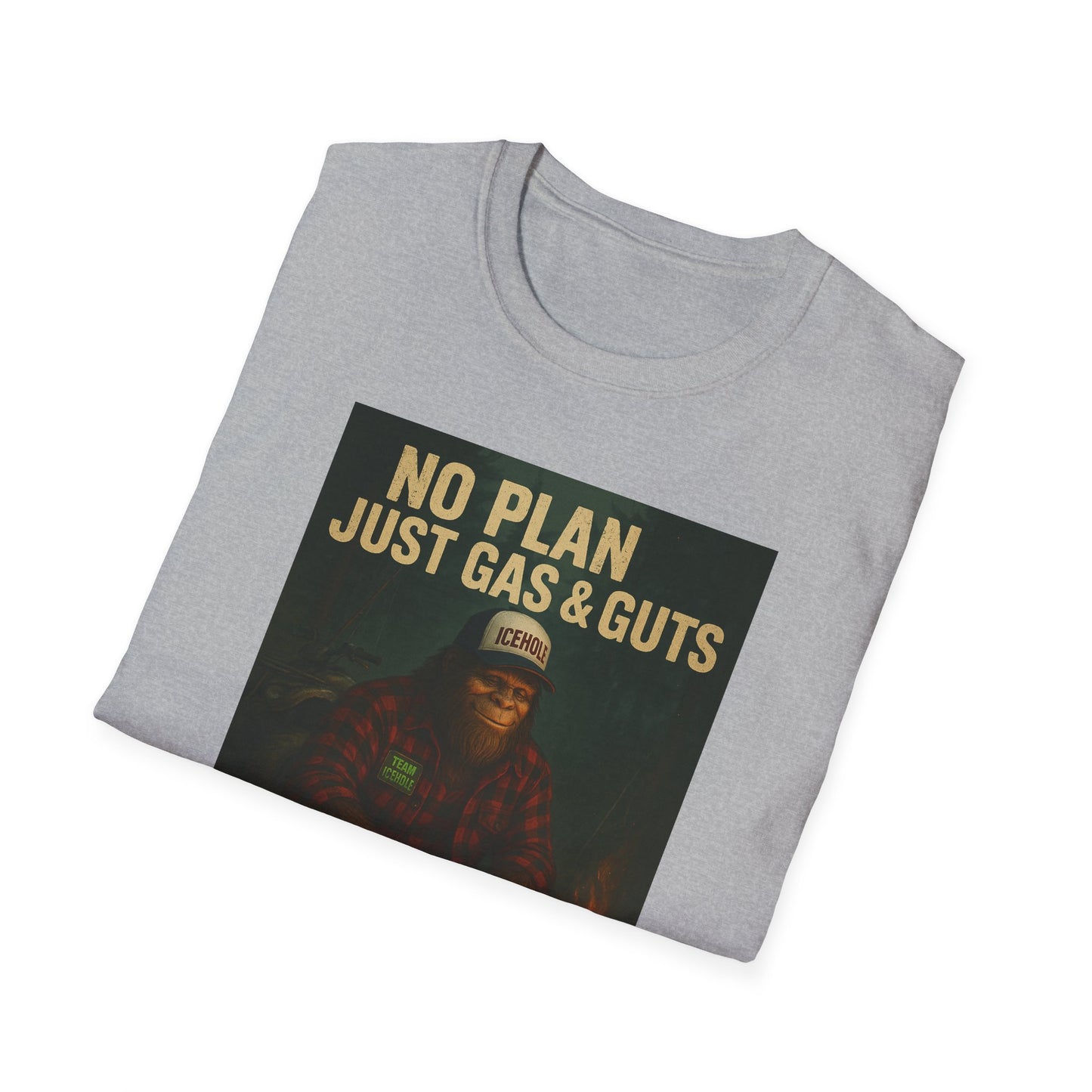 No Plan Just Gas & Guts' Camping Tee for Outdoor Enthusiasts | Team IceHole