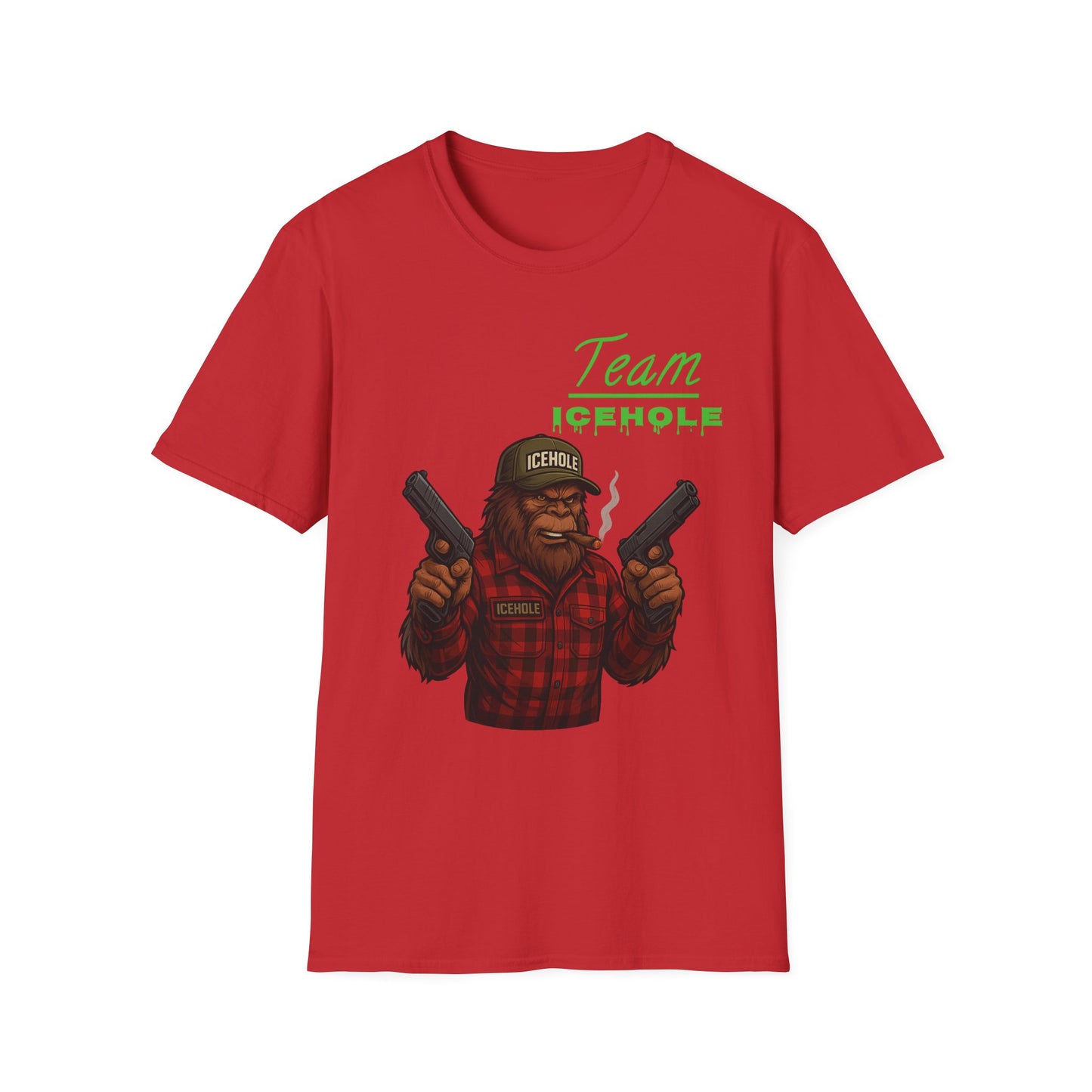 Team Icehole Bigfoot Unisex T-Shirt, Funny Gift for Outdoorsy Friends, Camping Tee, Quirky Graphic Shirt, Great for Parties