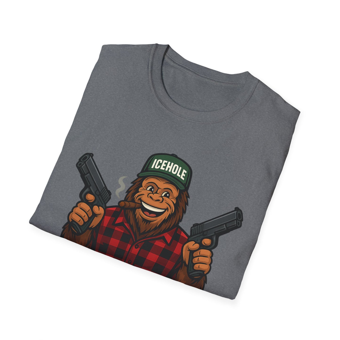 Adventure Living On The Edge Team IceHole Big Foot -Unisex Softstyle T-Shirt