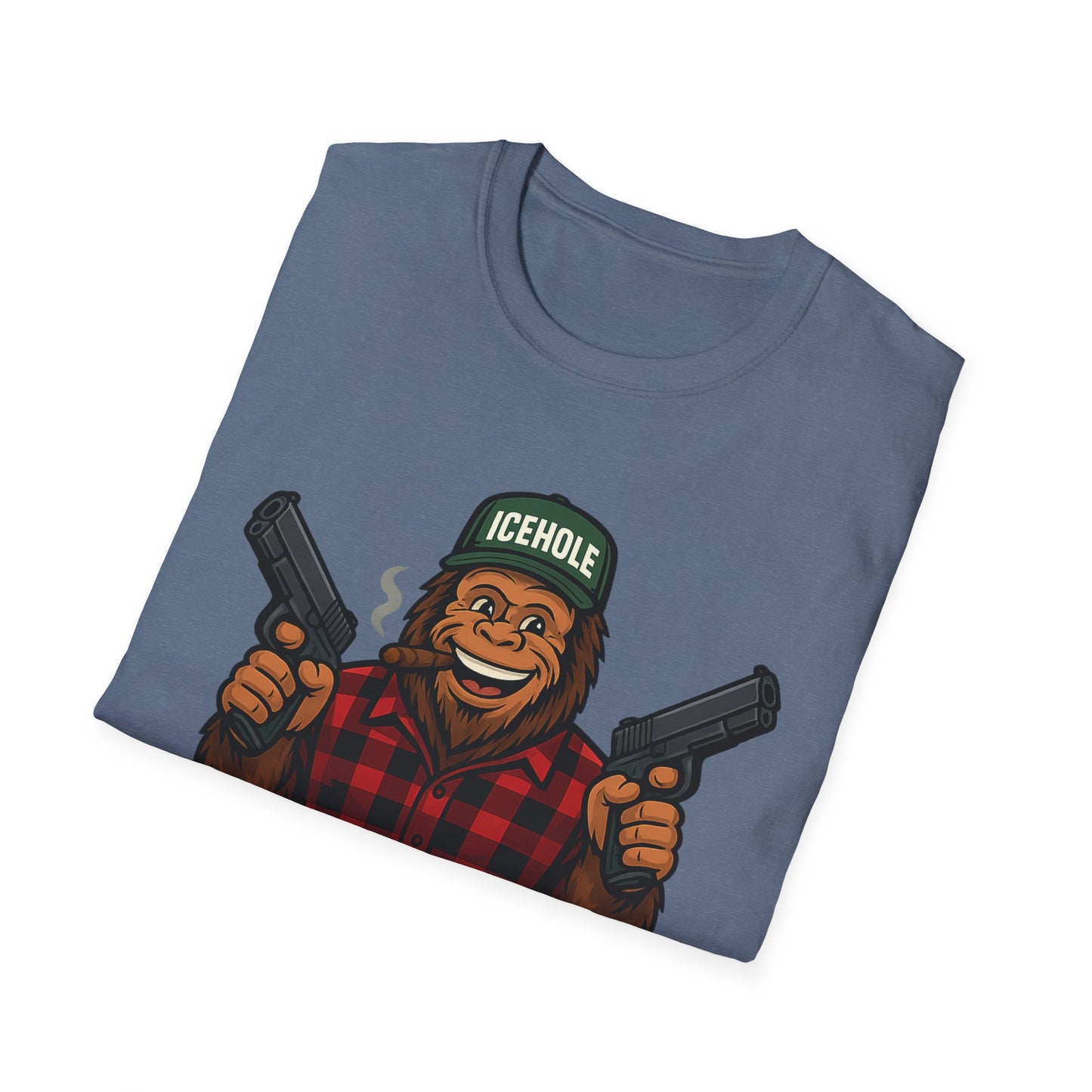 Adventure Living On The Edge Team IceHole Big Foot -Unisex Softstyle T-Shirt