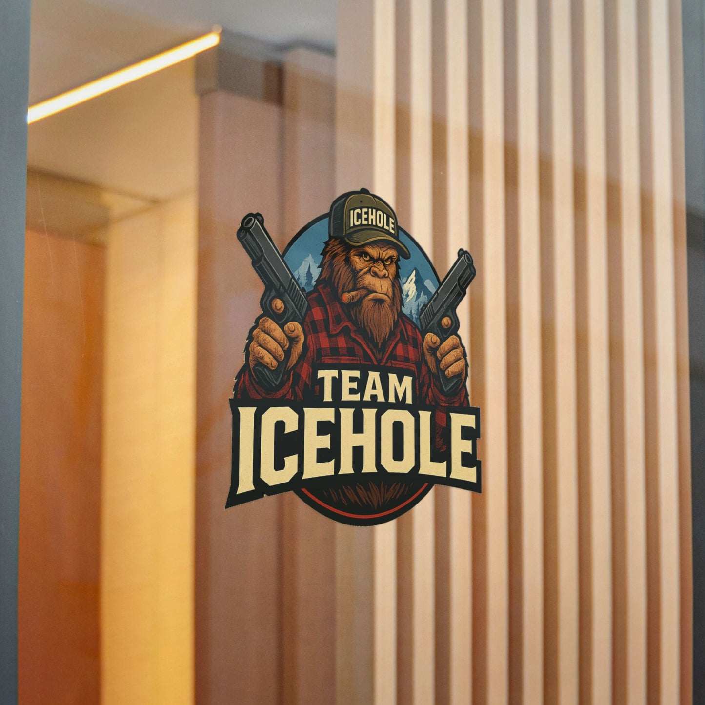 Team Icehole Big Foot Die-Cut Stickers - Fun Outdoor Decal for Enthusiasts