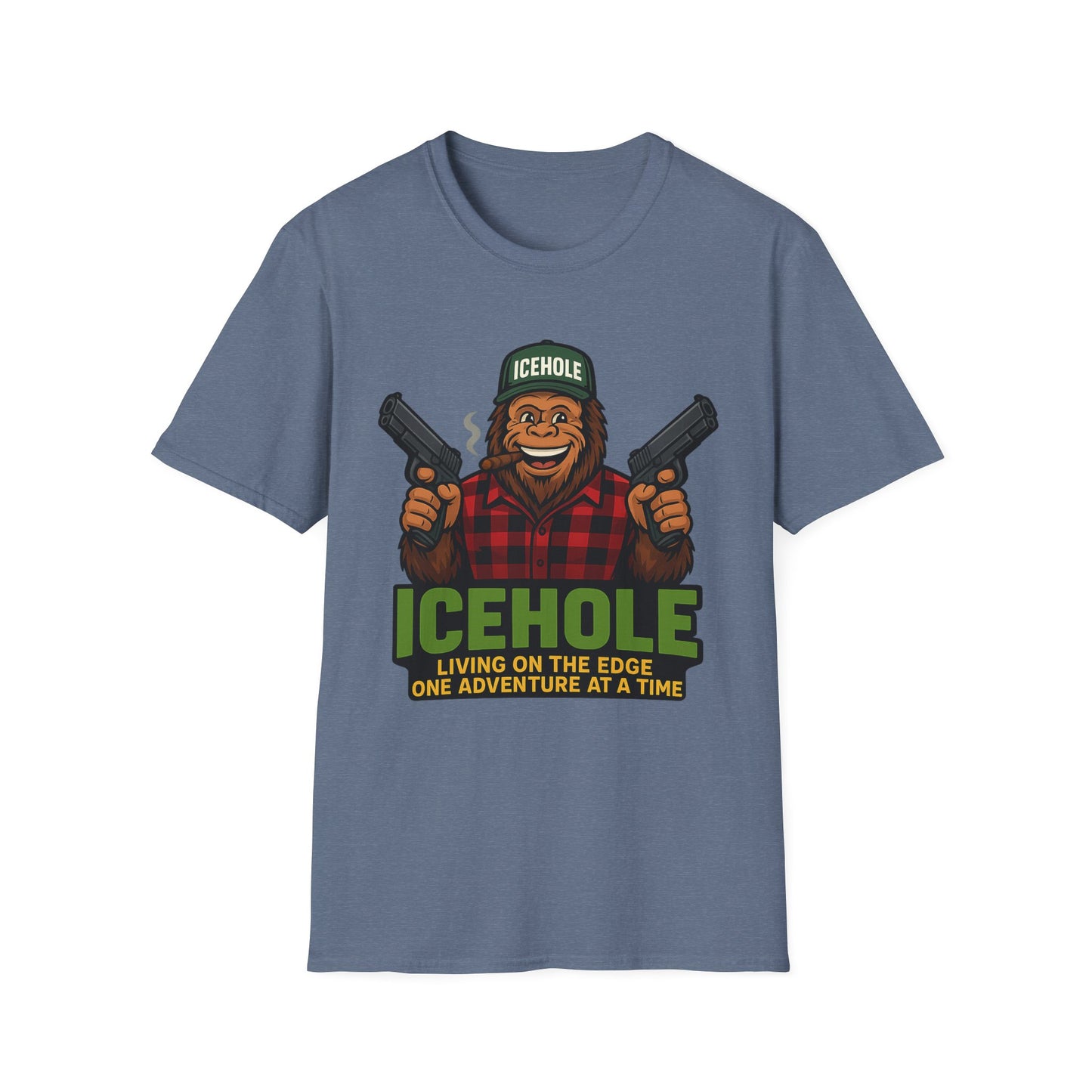 Adventure Living On The Edge Team IceHole Big Foot -Unisex Softstyle T-Shirt