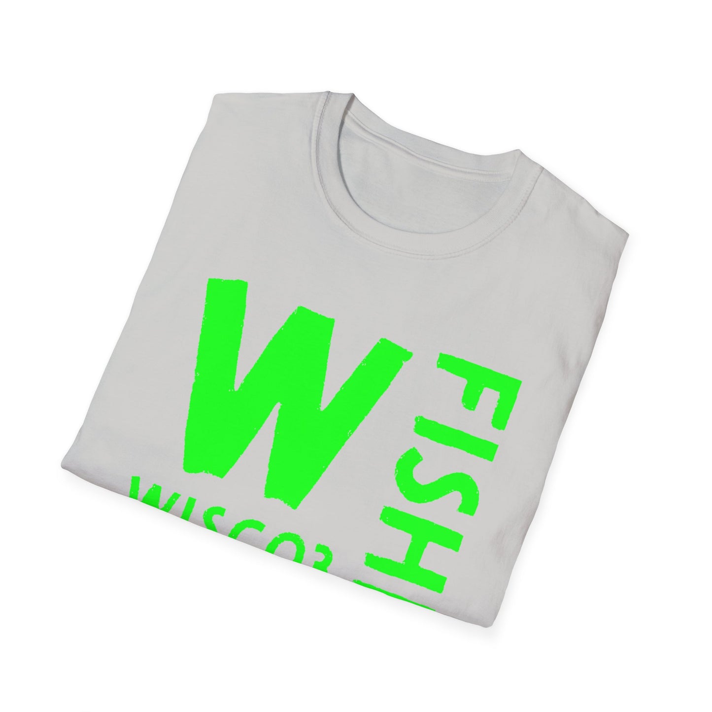 Wisco3 Green Letters Unisex Softstyle T-Shirt - Perfect for Anglers and Outdoor Enthusiasts