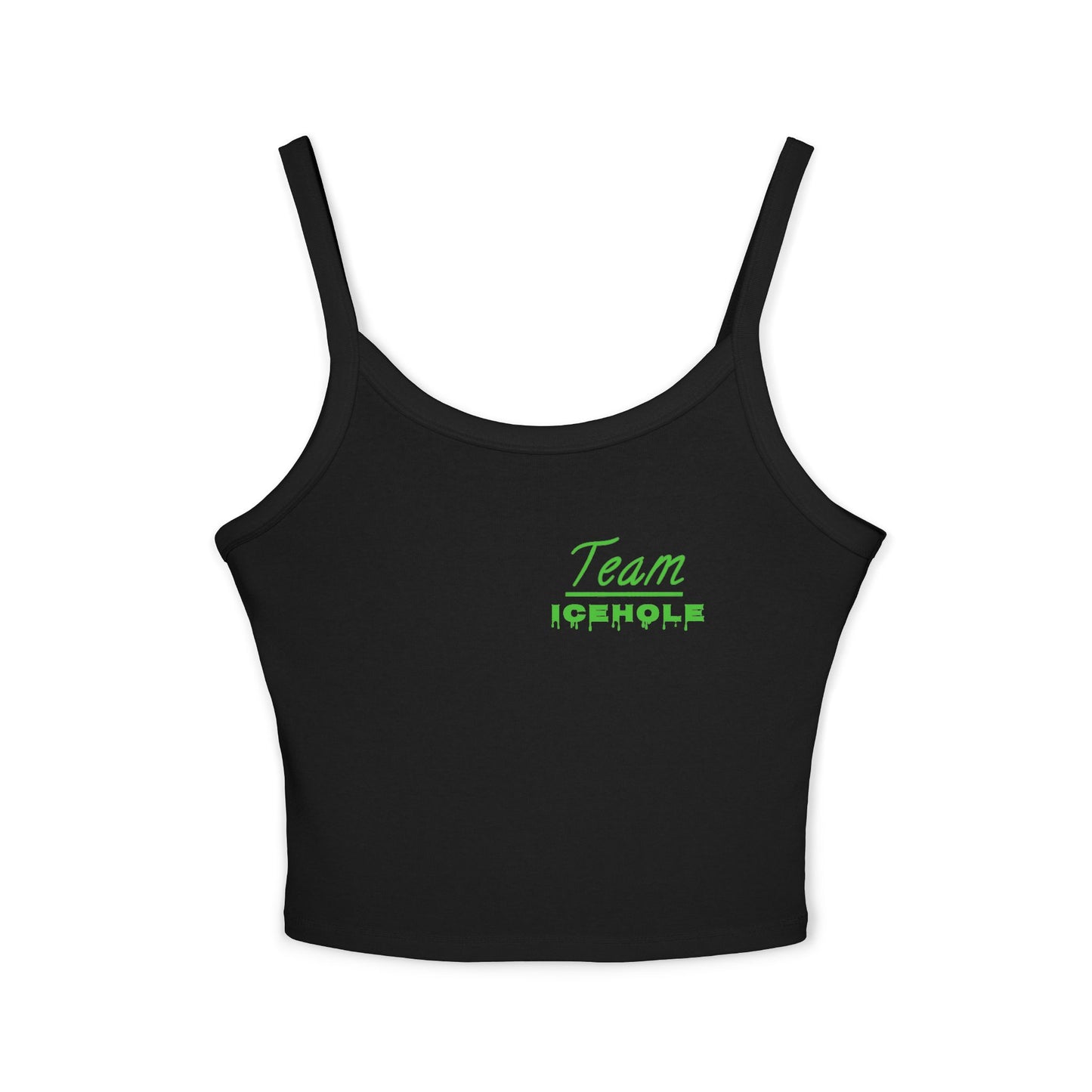Women's Spaghetti Strap Belly Tank Top,  Small Team Icehole Logo Shirt