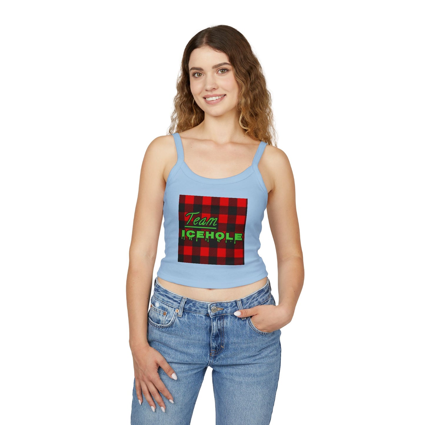 Team Icehole Spaghetti Strap Belly Tank Top