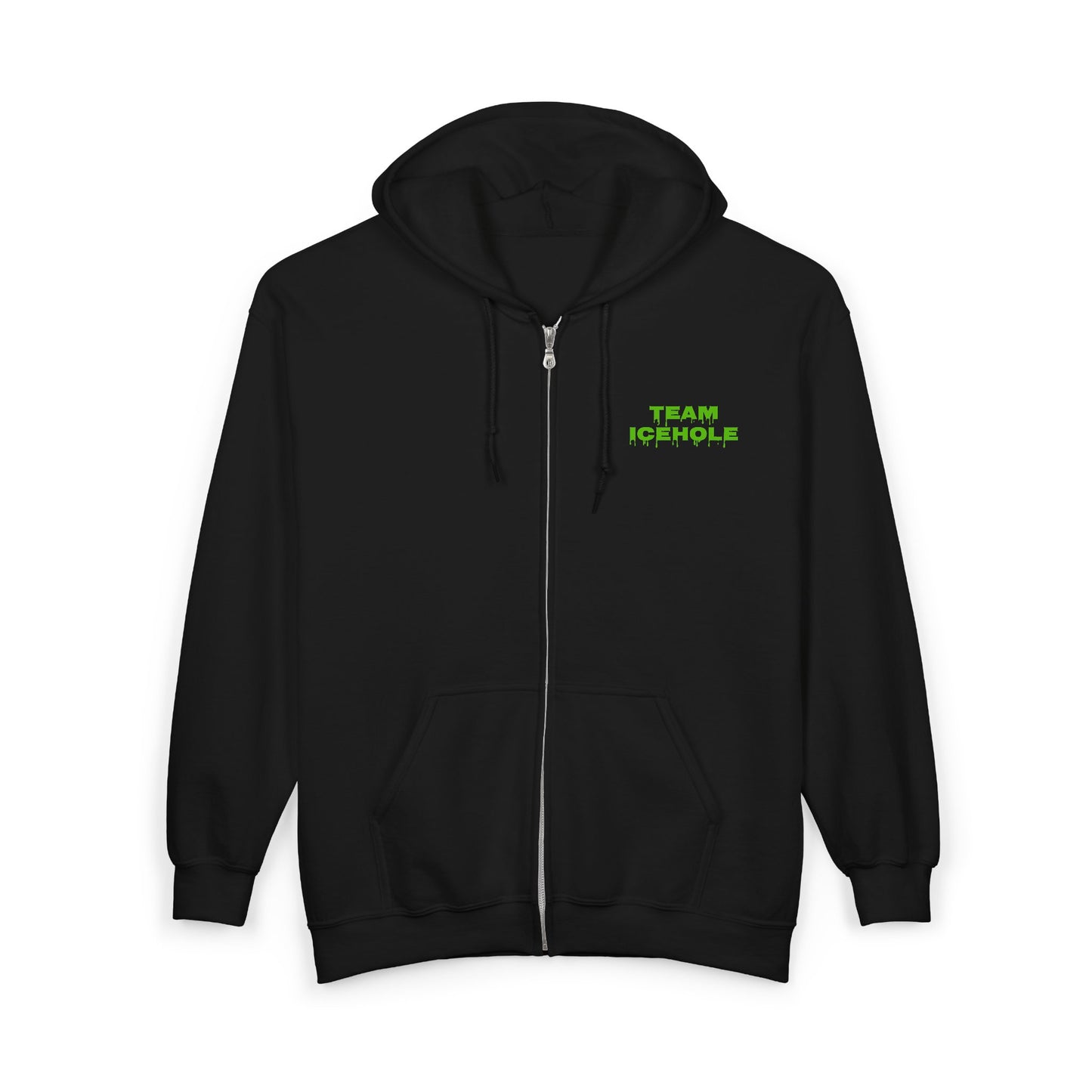 Team Icehole Zip Hoodie — Neon Drip Graphic Full-Zip Sweatshirt (Est. 2025)