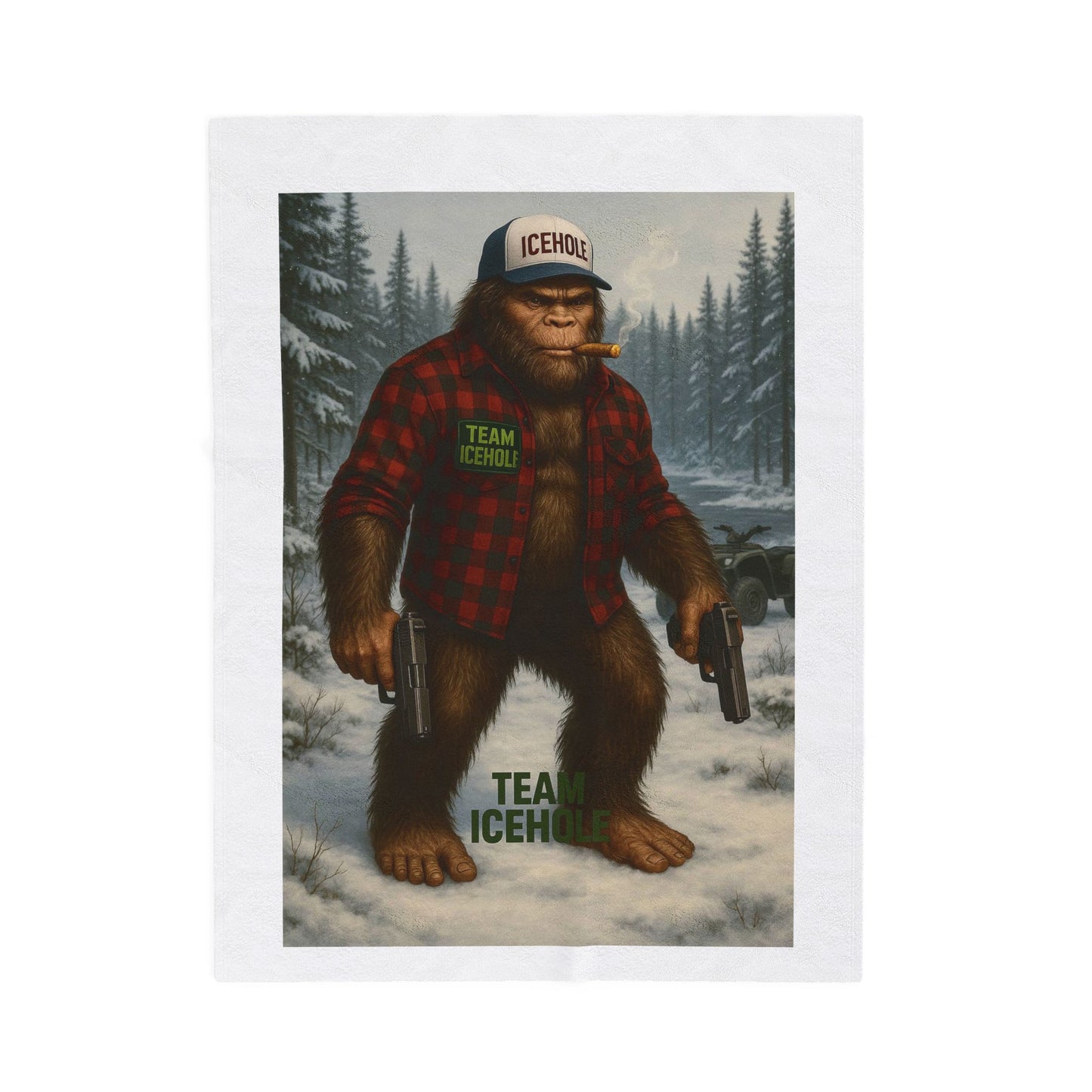 Cozy Sasquatch Plush Blanket - Team Icehole Design