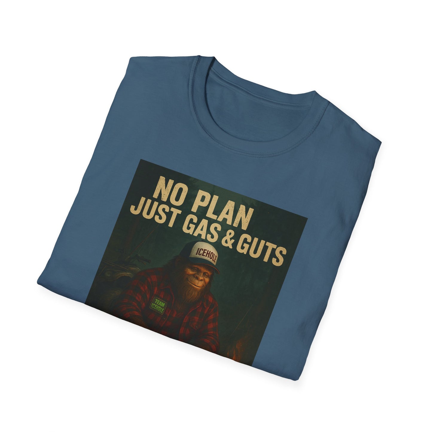 No Plan Just Gas & Guts' Camping Tee for Outdoor Enthusiasts | Team IceHole