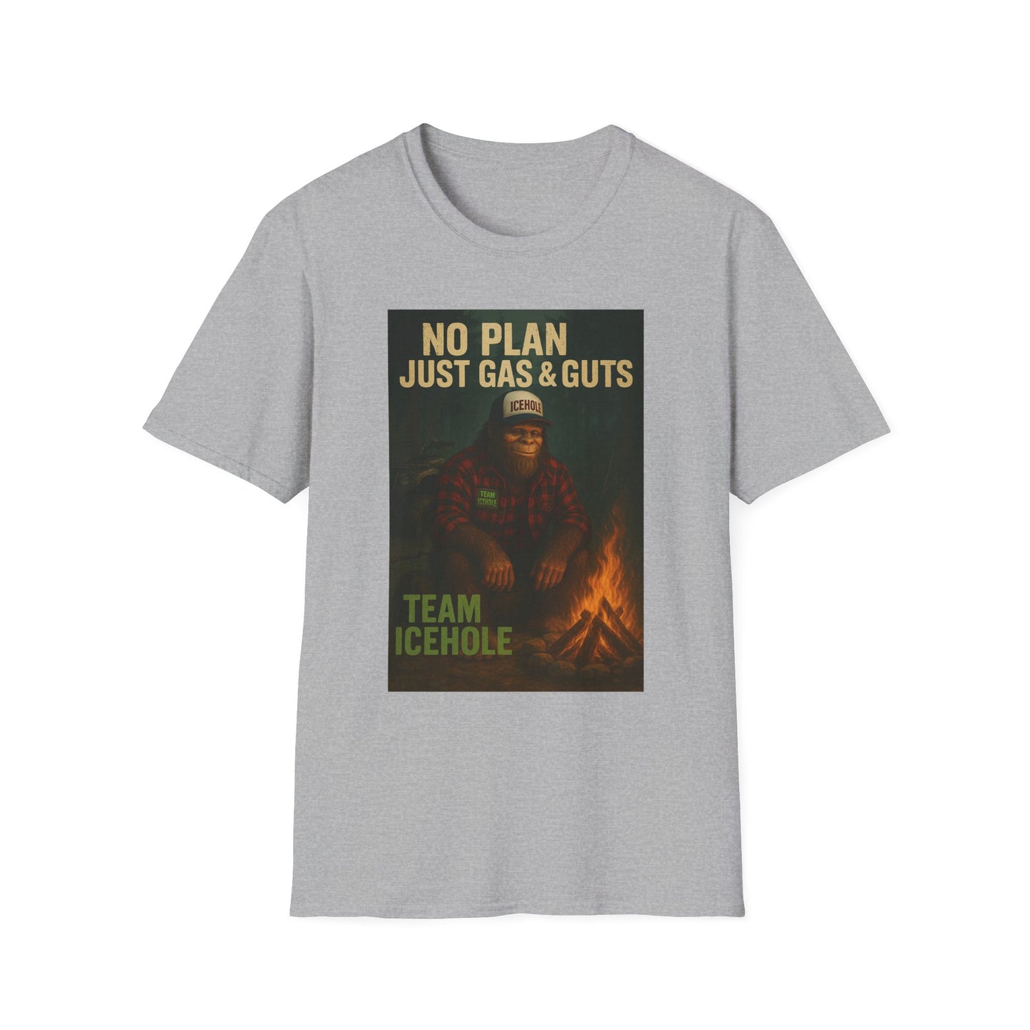 No Plan Just Gas & Guts' Camping Tee for Outdoor Enthusiasts | Team IceHole
