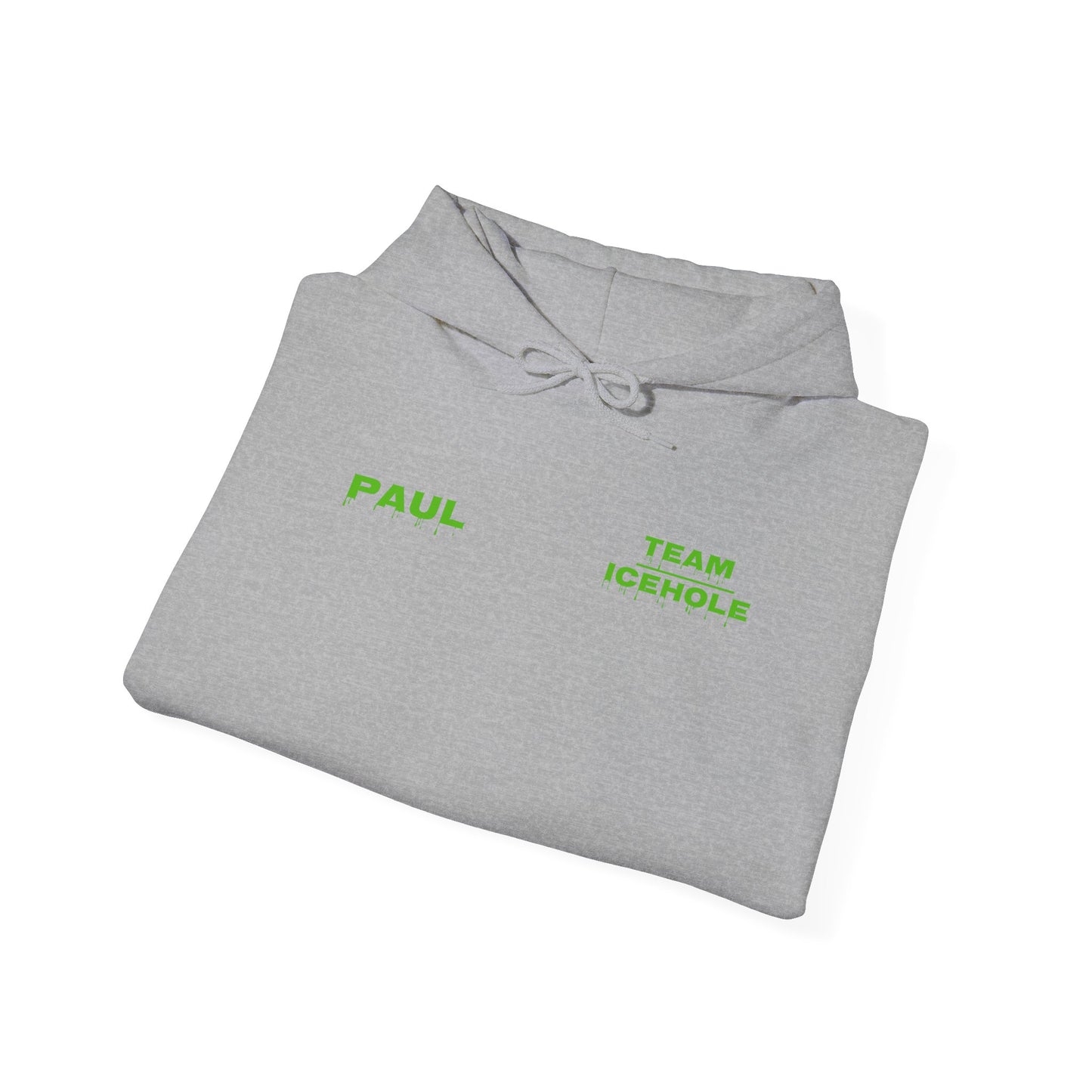 Hoodie - Minimal Green "PAUL / TEAM ICEHOLE" Front Graphic Hoodie