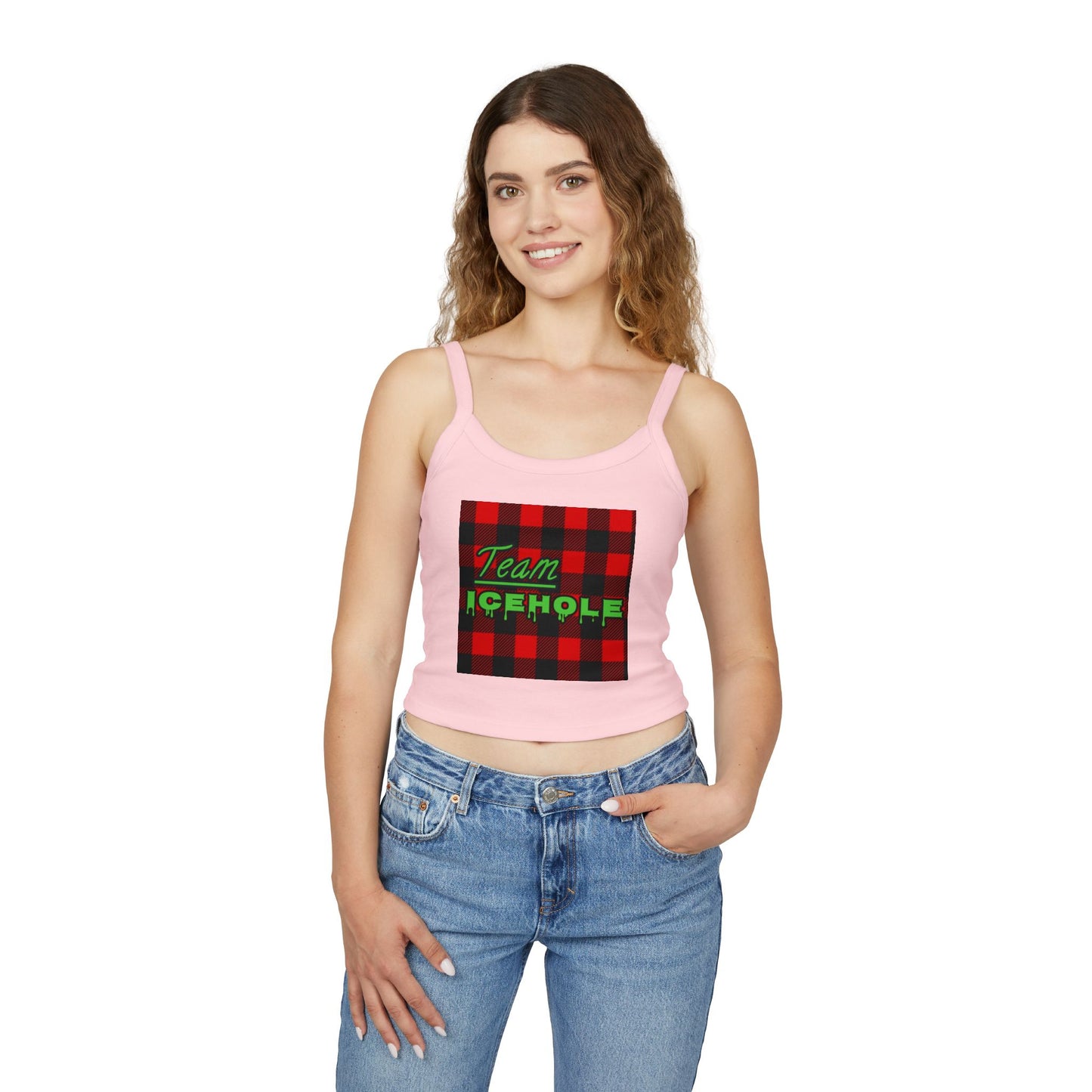 Team Icehole Spaghetti Strap Belly Tank Top