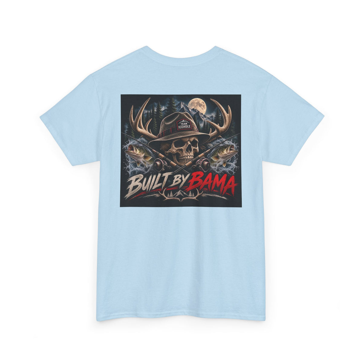 Built by Bama Skull Tee Ryan T. — Team IceHole Fishing & Hunting Graphic T-Shirt
