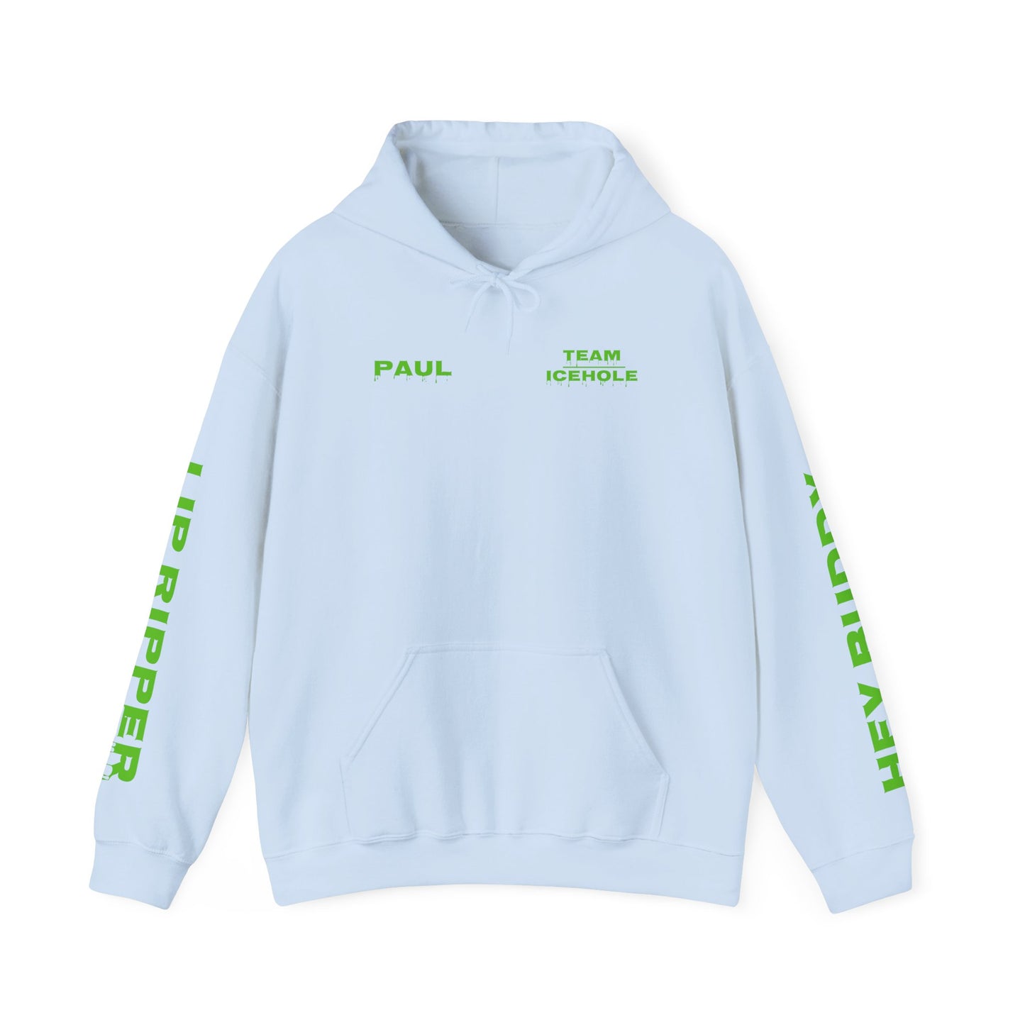 Hoodie - Minimal Green "PAUL / TEAM ICEHOLE" Front Graphic Hoodie