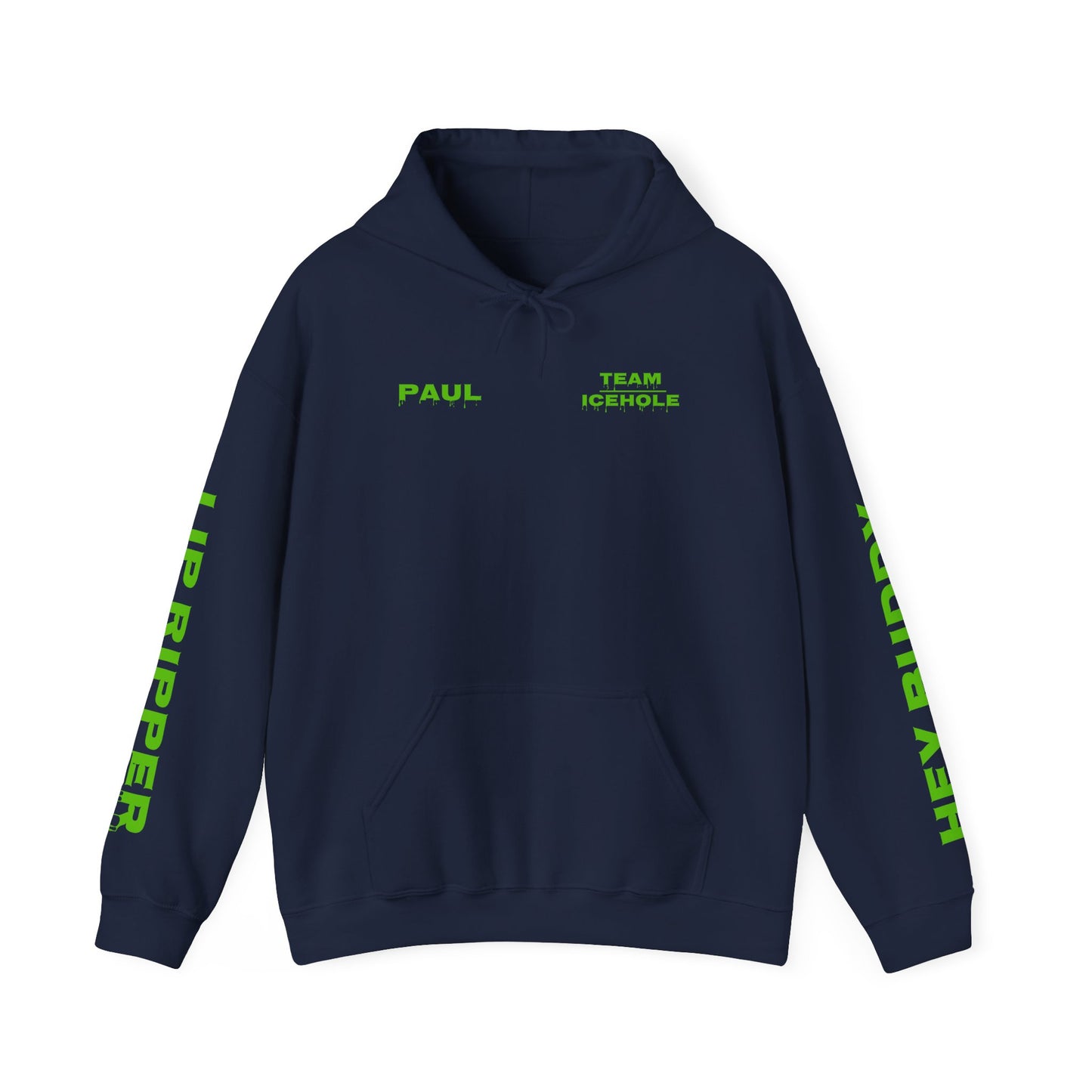 Hoodie - Minimal Green "PAUL / TEAM ICEHOLE" Front Graphic Hoodie