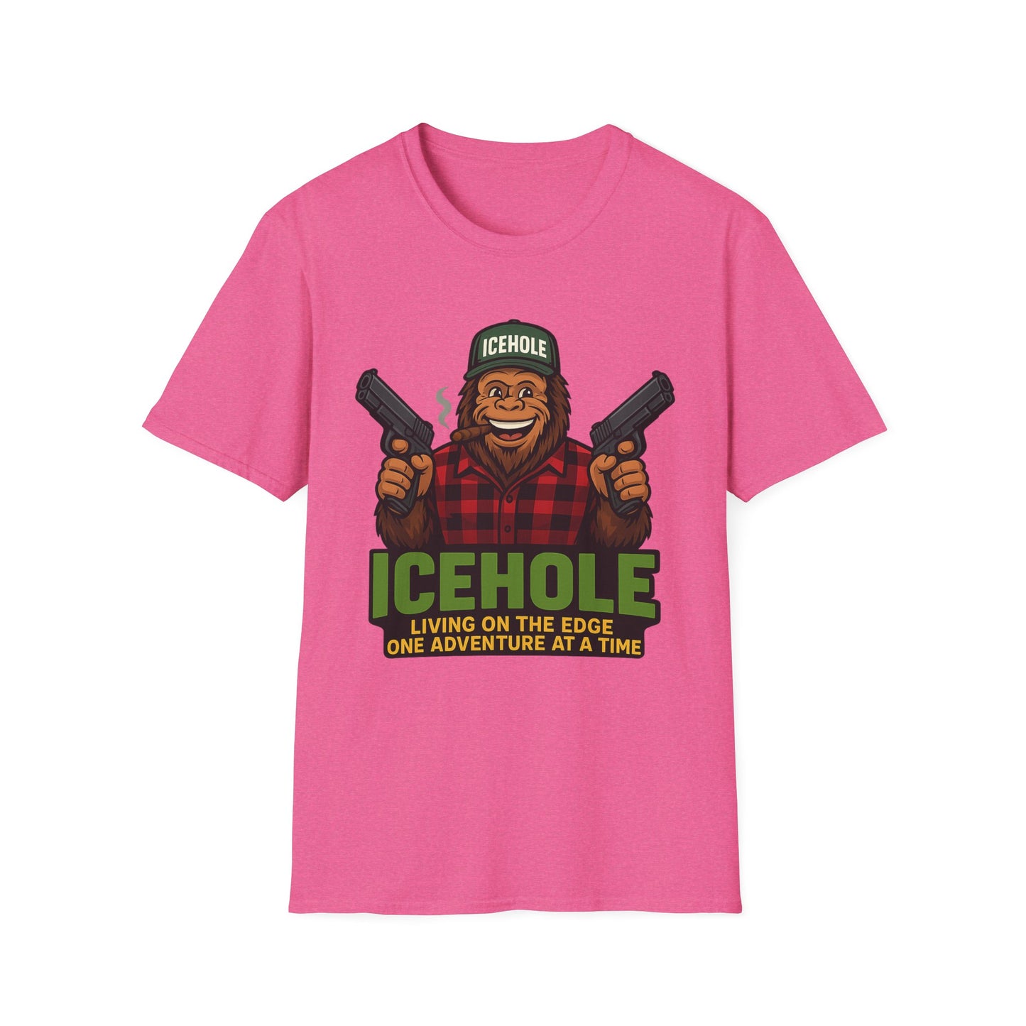 Adventure Living On The Edge Team IceHole Big Foot -Unisex Softstyle T-Shirt