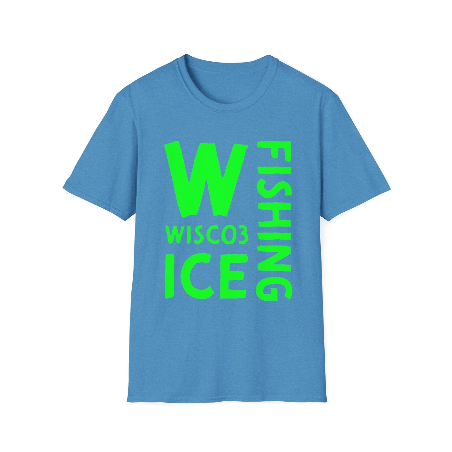 Wisco3 Green Letters Unisex Softstyle T-Shirt - Perfect for Anglers and Outdoor Enthusiasts