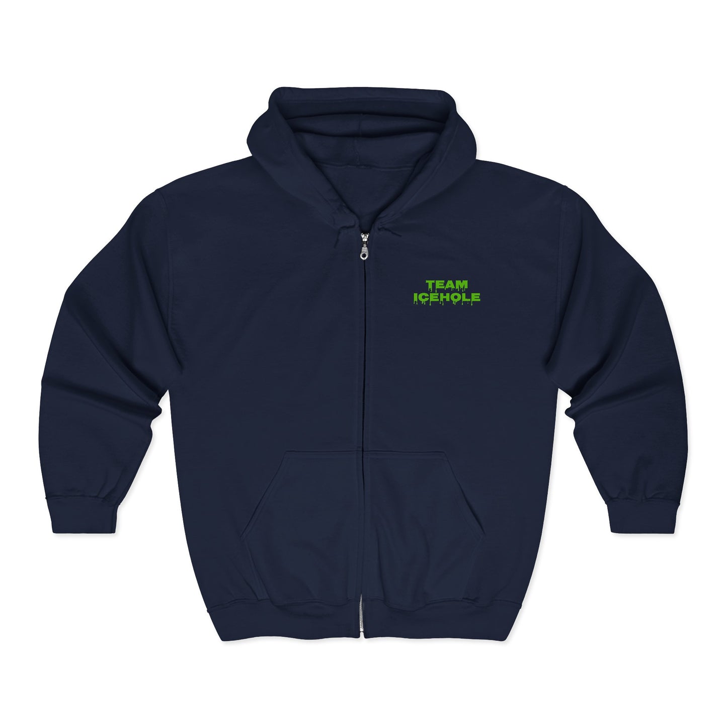 Team Icehole Zip Hoodie — Neon Drip Graphic Full-Zip Sweatshirt (Est. 2025)
